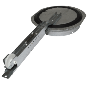 Rundt spjeld med metallarm og tetningsring til ventilasjonsenhet