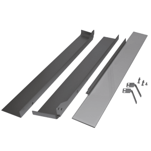 Grått glasskjørt med paneler og medfølgende festedeler til ventilasjonsenhet