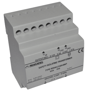 Transformator 230–24 V 40 VA for strømforsyning i ventilasjonsaggregat