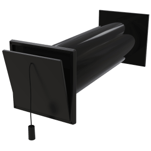 Fresh air valve 100K V2 in black finish with interior vent and pull cord