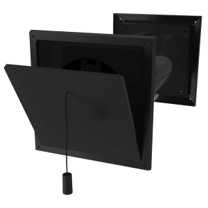Fresh air valve 125K in black finish with interior vent and pull cord