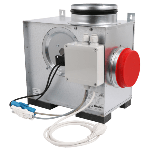 Flexit LVEC 125 loftsvifte i galvanisert stål med koblingsboks og kanaltilkoblinger