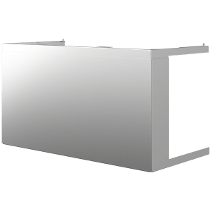 Kanaldeksel Nordic KS3 i rustfritt stål med åpen side sett fra siden, for ventilasjonskanal med gjennomføring.