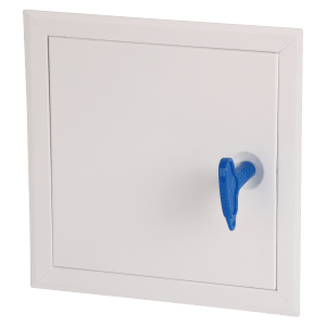 
                    White steel inspection hatch 150×150 for access to duct or installation