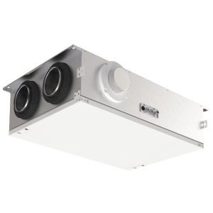 
                    Ventilasjonsaggregat Nordic CL2/CL3/CL4 sett fra undersiden med sideplasserte tilkoblinger