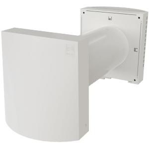 
                    Friskluftsventil Aero 125 i hvit utførelse med firkantet veggplate