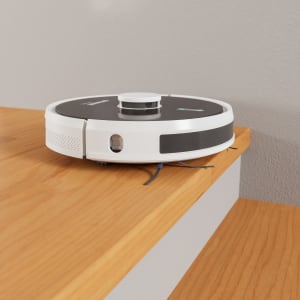 
                    CVRobo L1 robotstøvsuger som stopper ved trappekant med sensorgjenkjenning