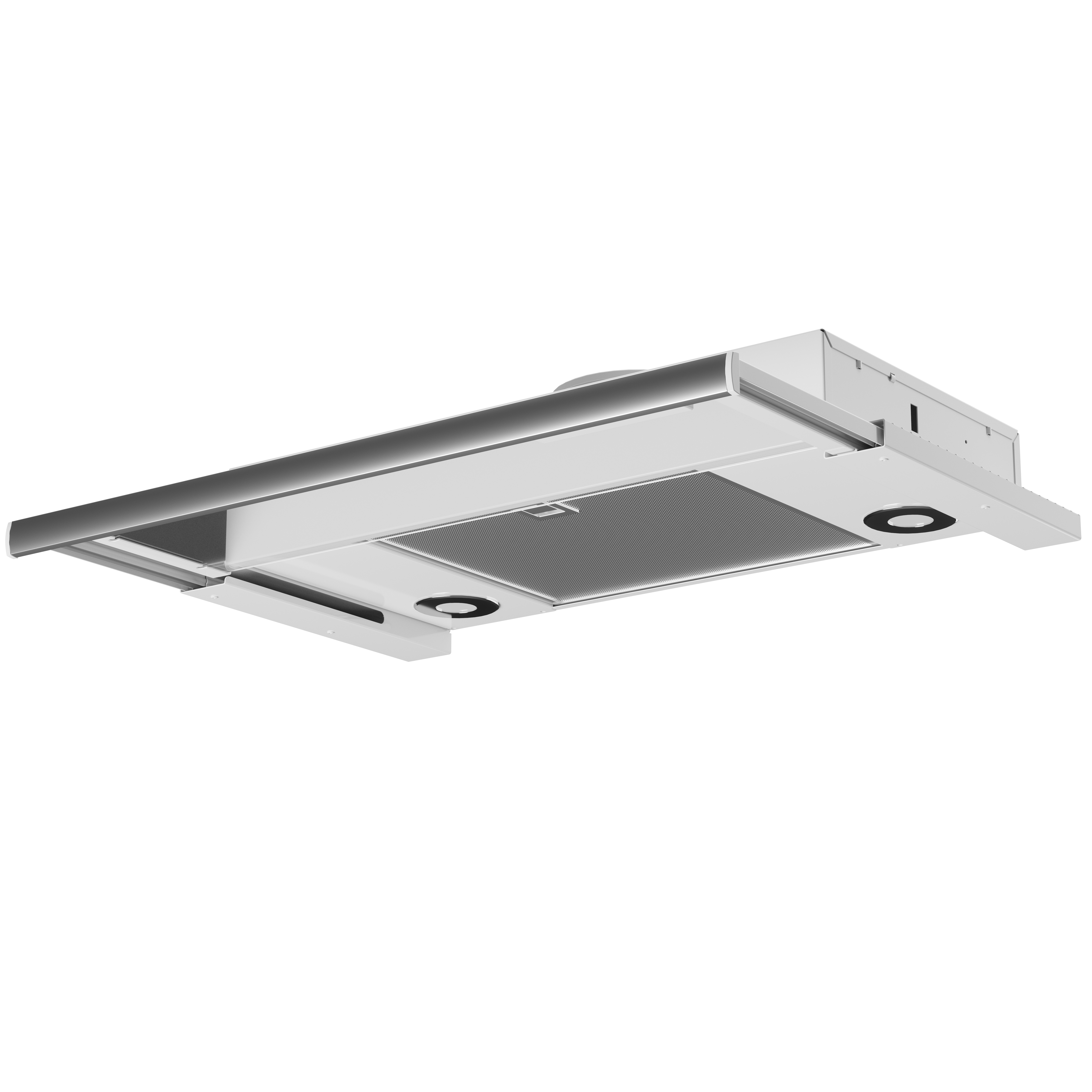 

                    Uttrekkbar kjøkkenhette Flexit Tradition E/F i stålfinish for montering under overskap