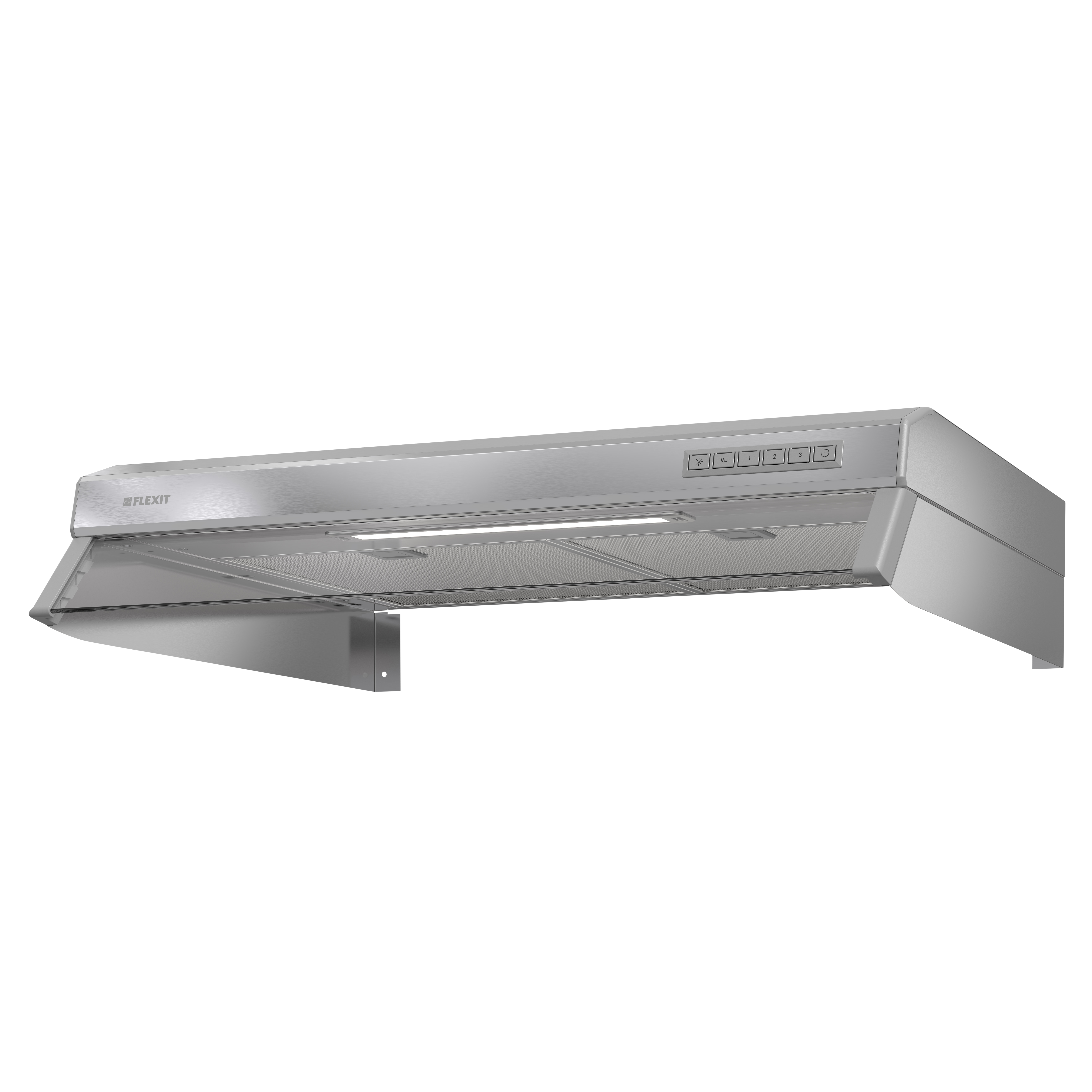 

                    Kitchen hood Flexit Facet-S in stainless steel for installation beneath cabinets