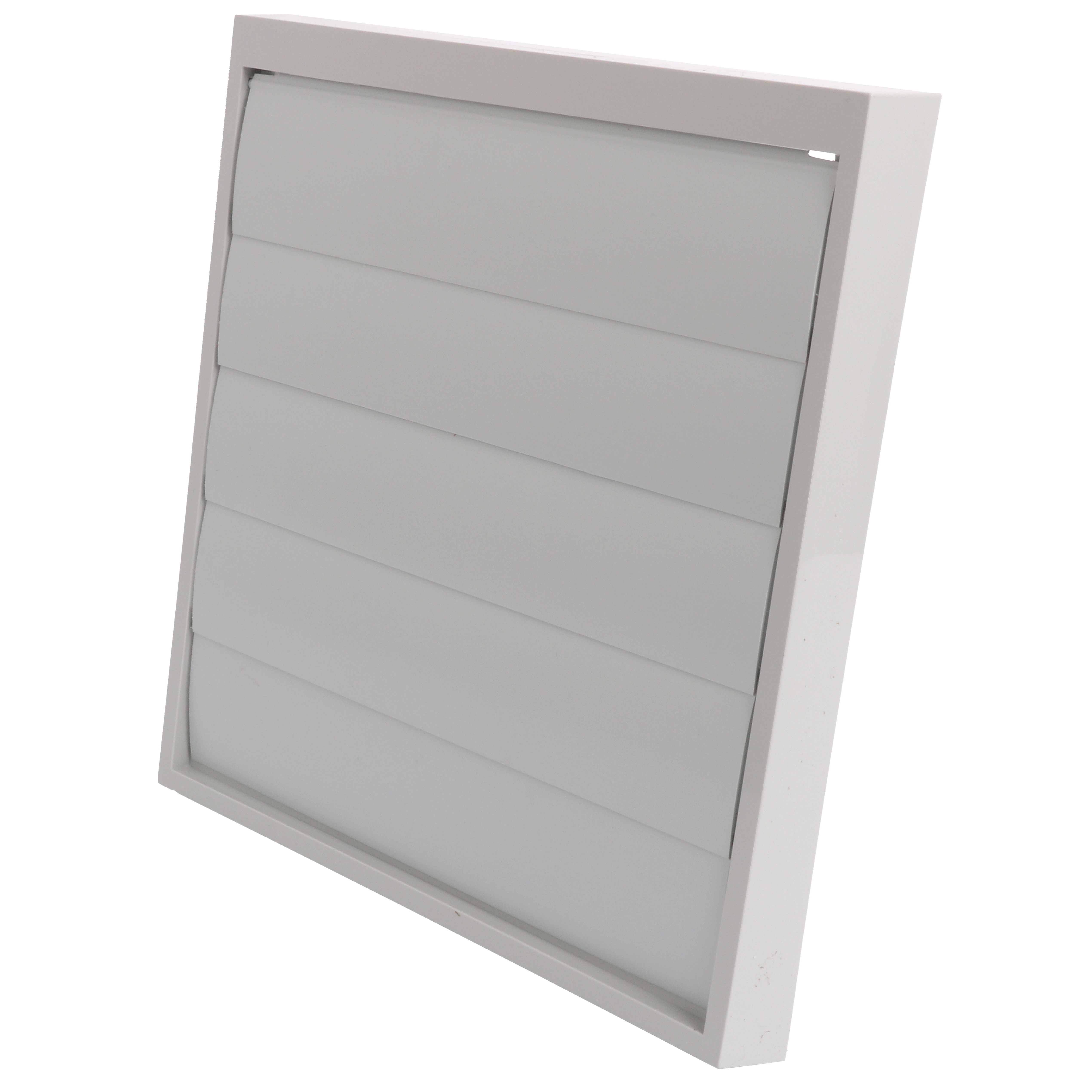 

                    Flat lamellventil VK 250 i hvit utførelse for veggmontering og luftavkast