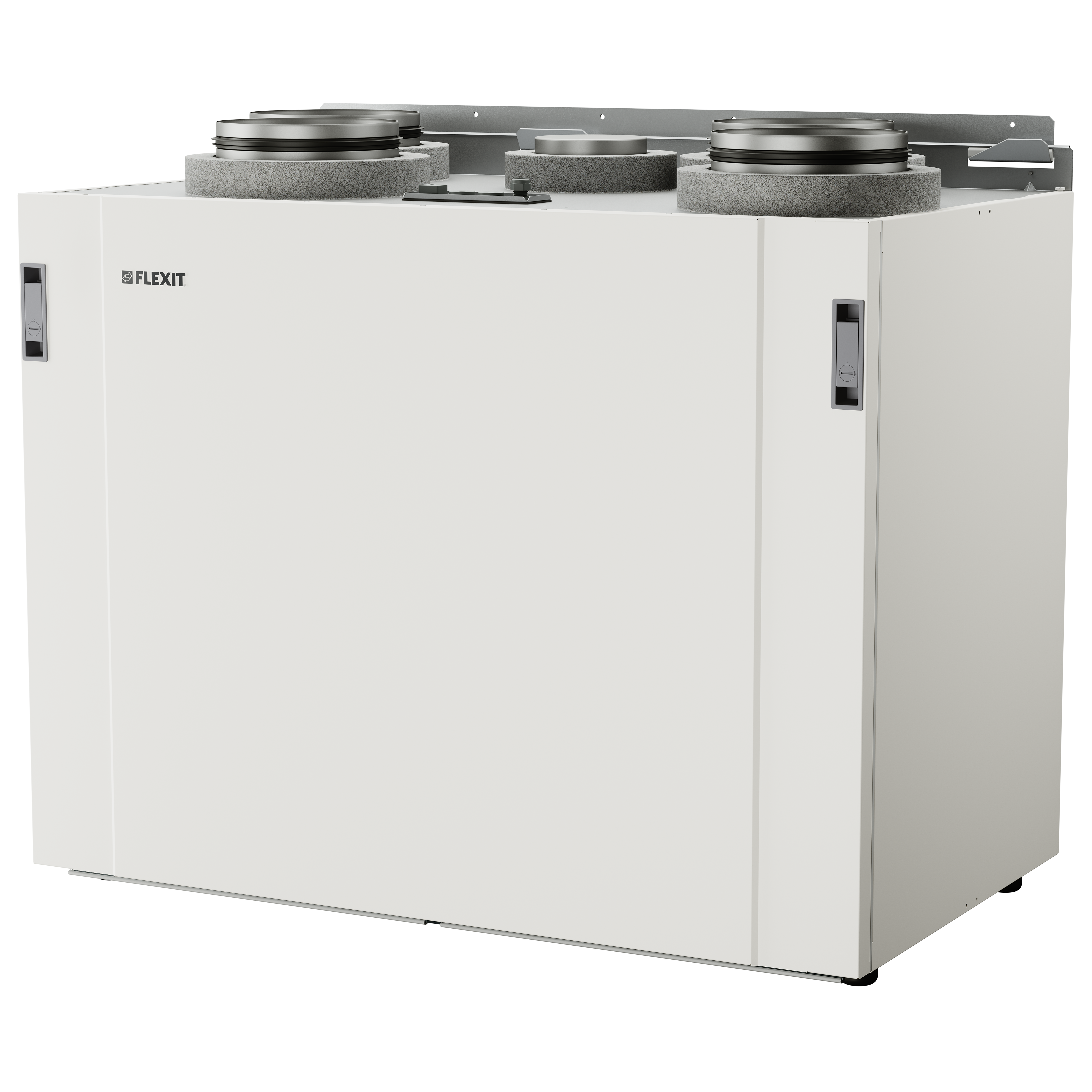 

                    Nordic S7 SW ventilasjonsaggregat med hvit front og toppmonterte kanaler