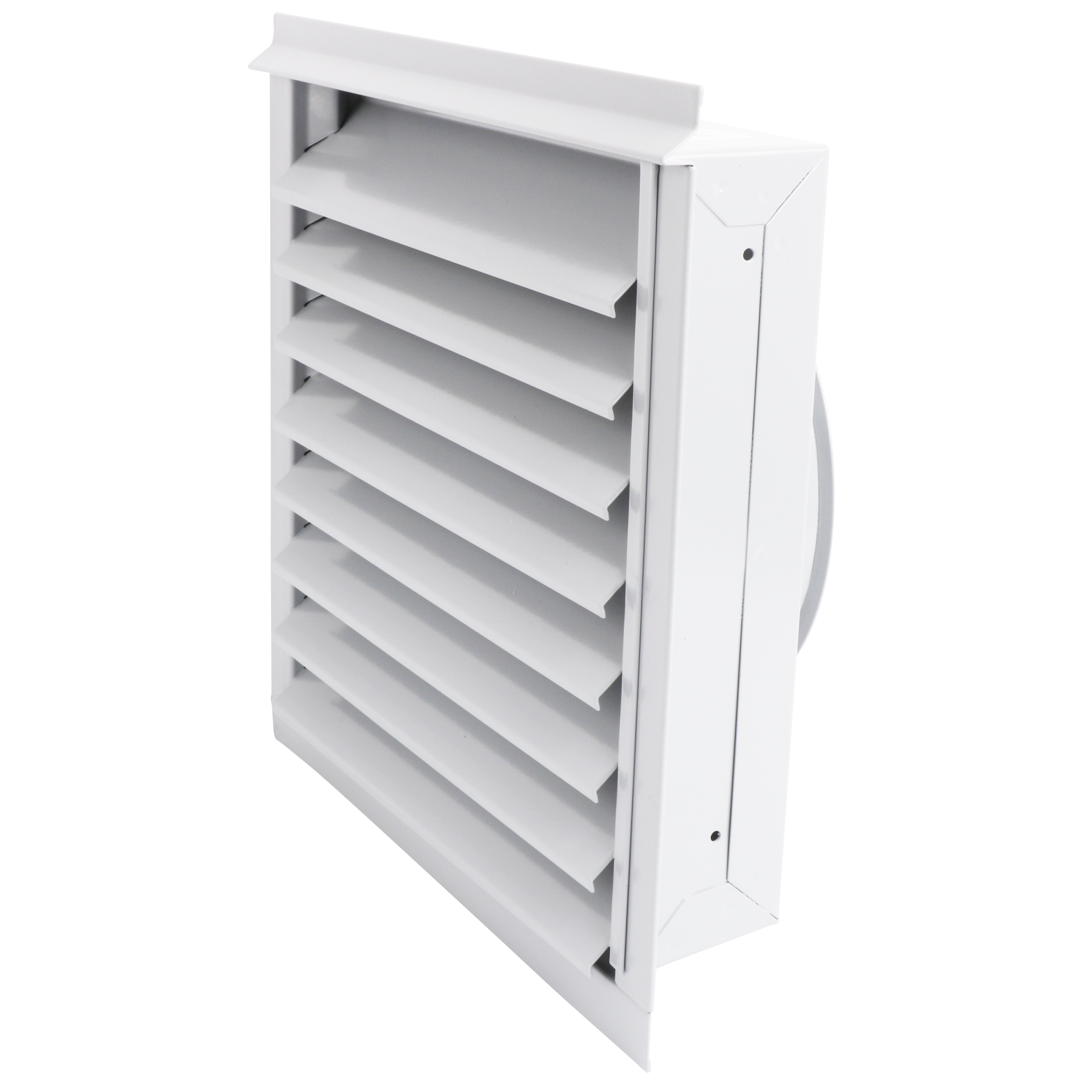 

                    Ytterveggsrist V21 Ø200 i hvit utførelse for avkast eller uteluft montert på fasade