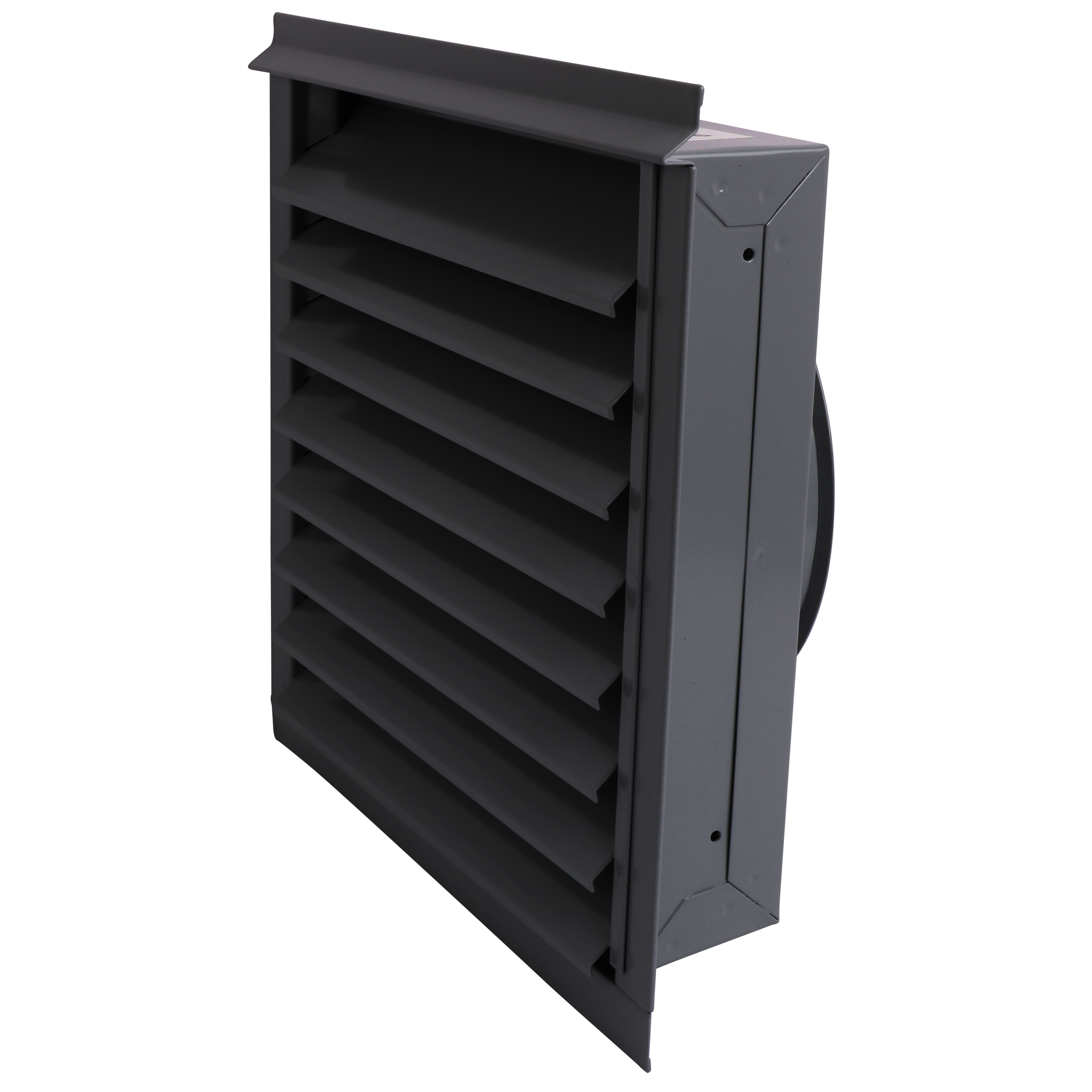 

                    Ytterveggsrist V21 Ø200 i sort utførelse for avkast eller uteluft montert på fasade