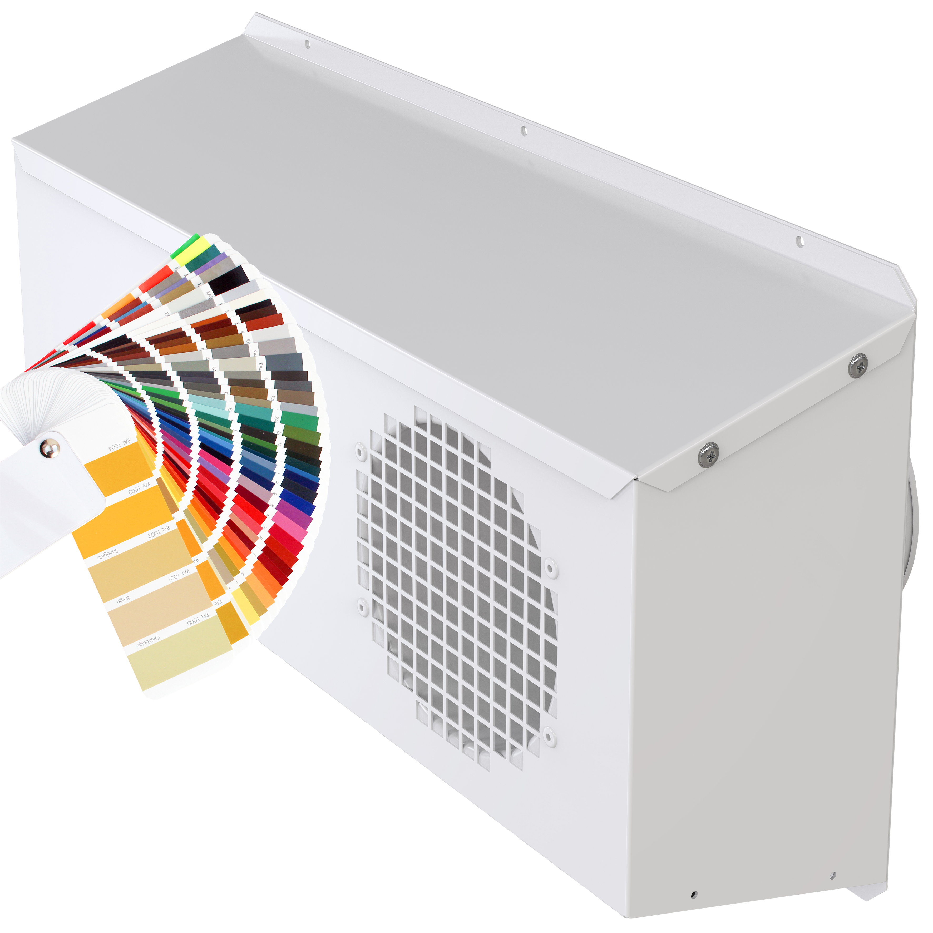 

                    Combo box for combined air intake and exhaust air mounted on exterior wall available in optional RAL colour