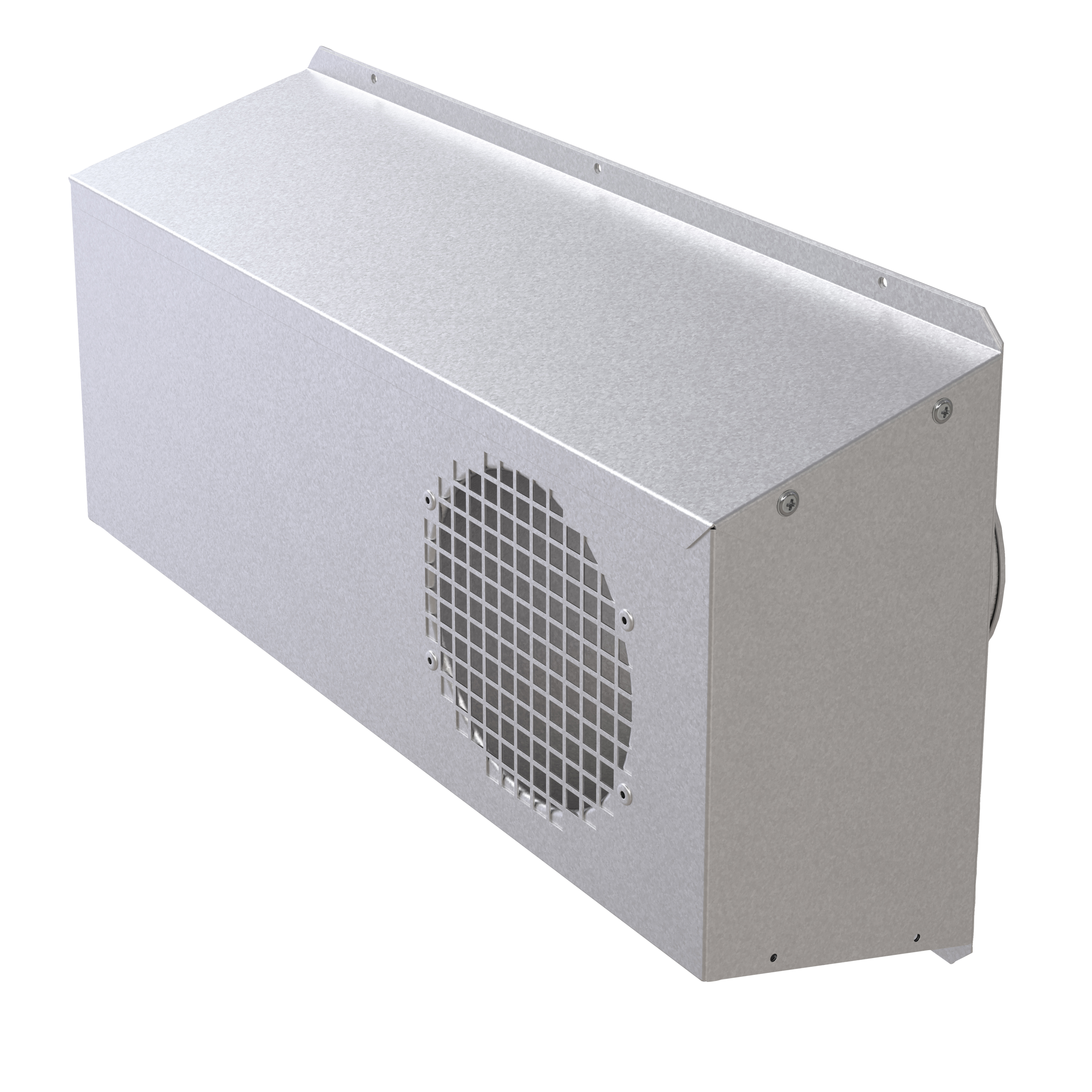 

                    Aluzink combo box for combined air intake and exhaust air mounted on exterior wall