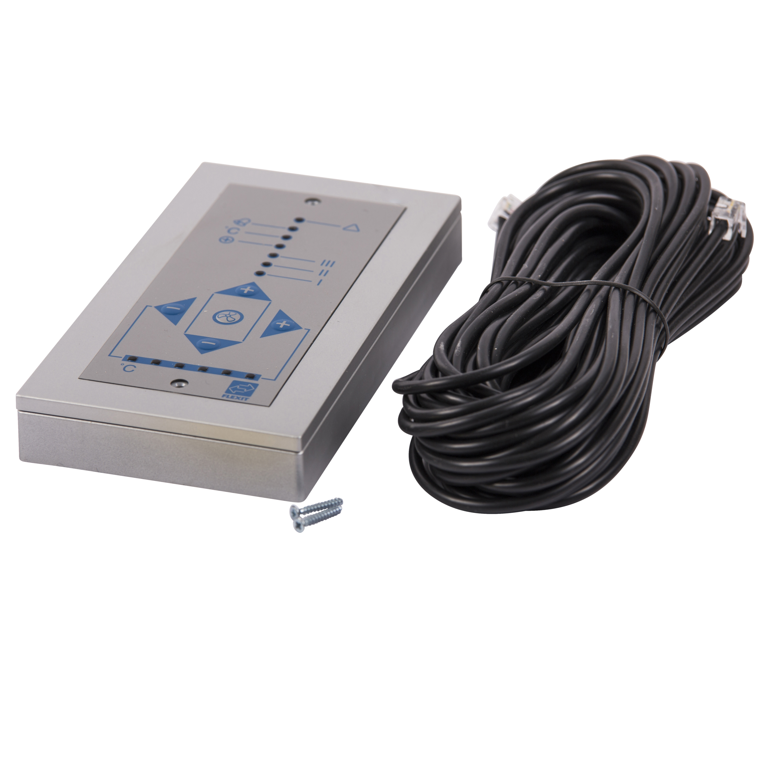 

                    Styrepanel med display og kabel for styring av boligventilasjon