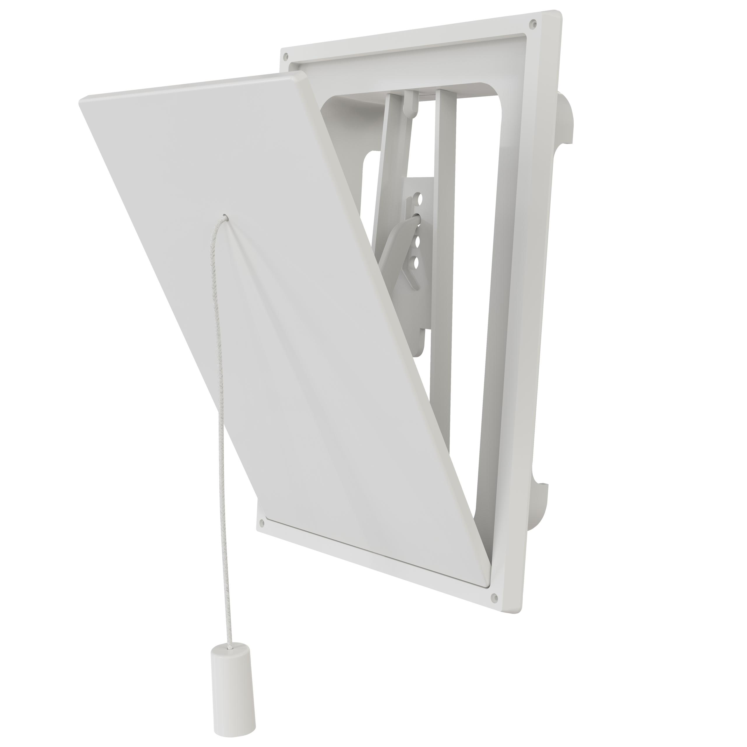 

                    Flexit klaffvalveil 100×150 mm i hvit plast med snortrekk