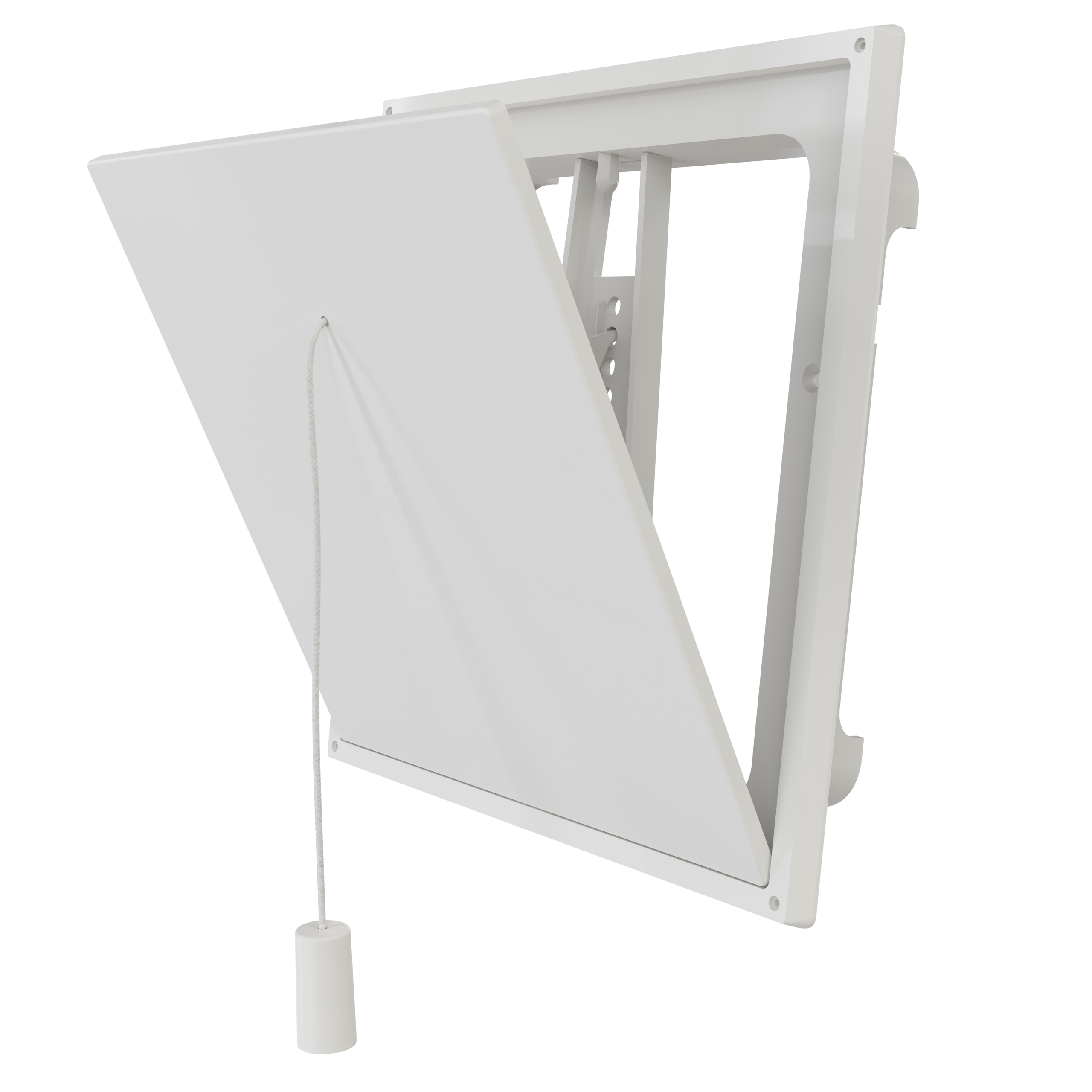 

                    Flexit klaffvalveil 150×150 mm i hvit plast med snortrekk