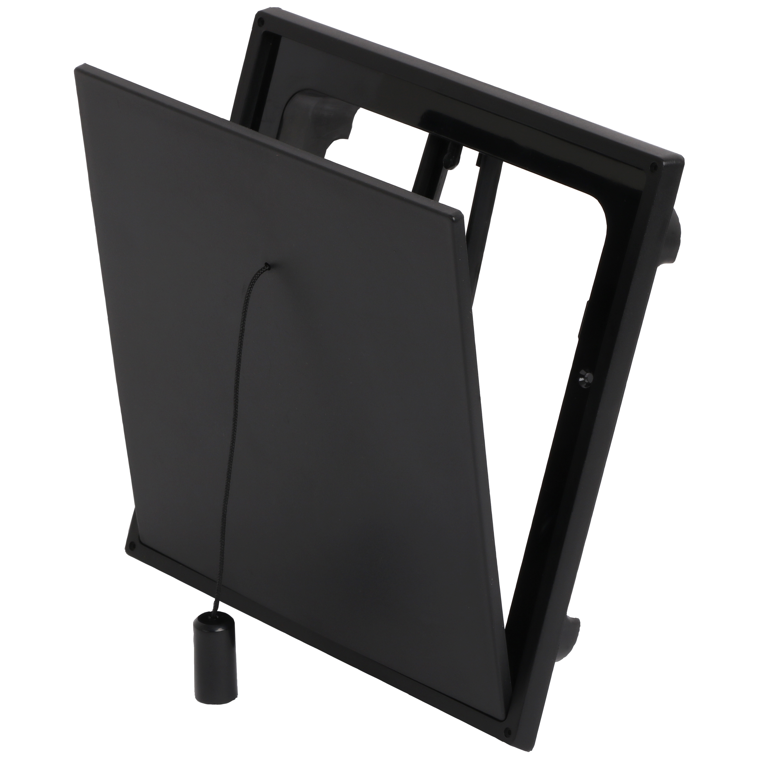 

                    Flexit klaffvalveil 150×150 mm i sort plast med snortrekk