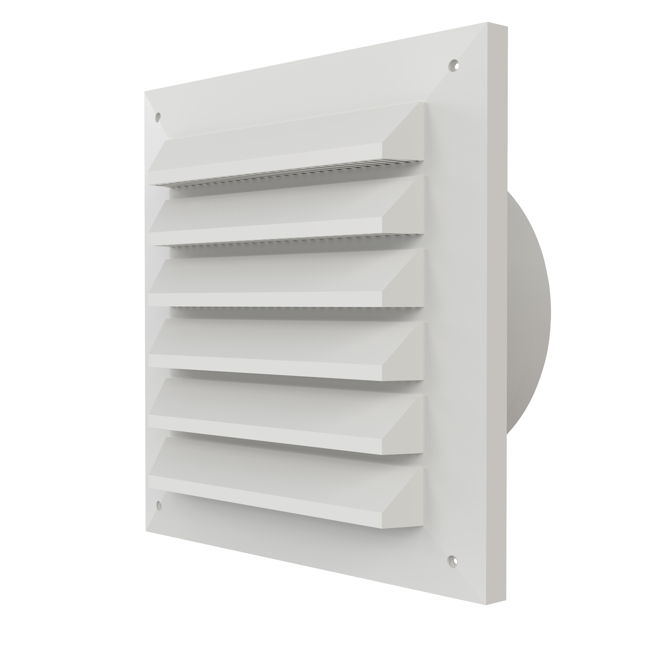 

                    Hvit sjalusirist i plast med rund stuss Ø125 for luftinntak eller avtrekk