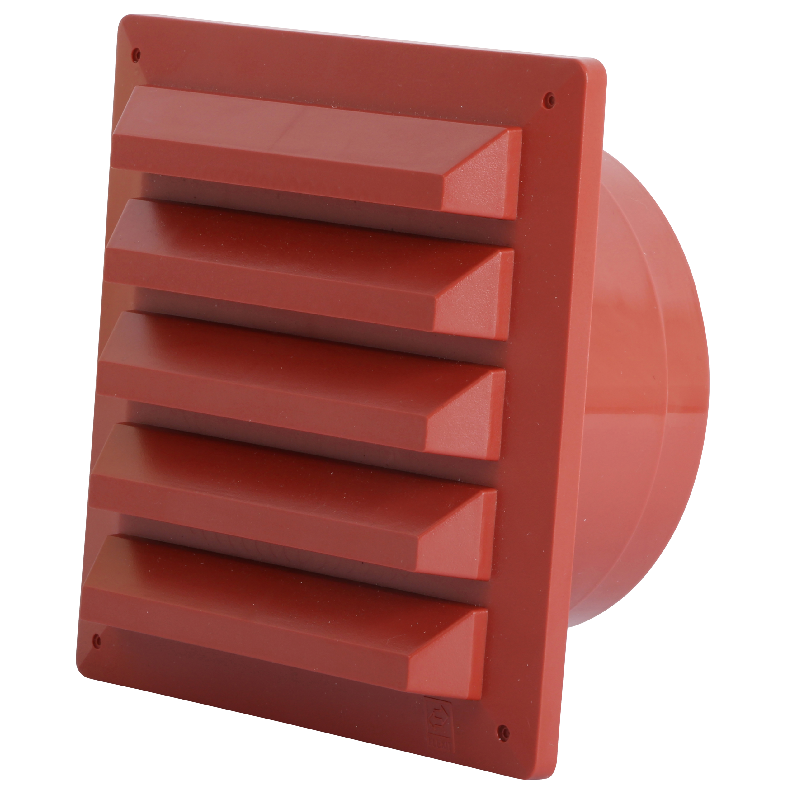 

                    Rød sjalusirist i plast med rund stuss Ø100 for luftinntak eller avtrekk