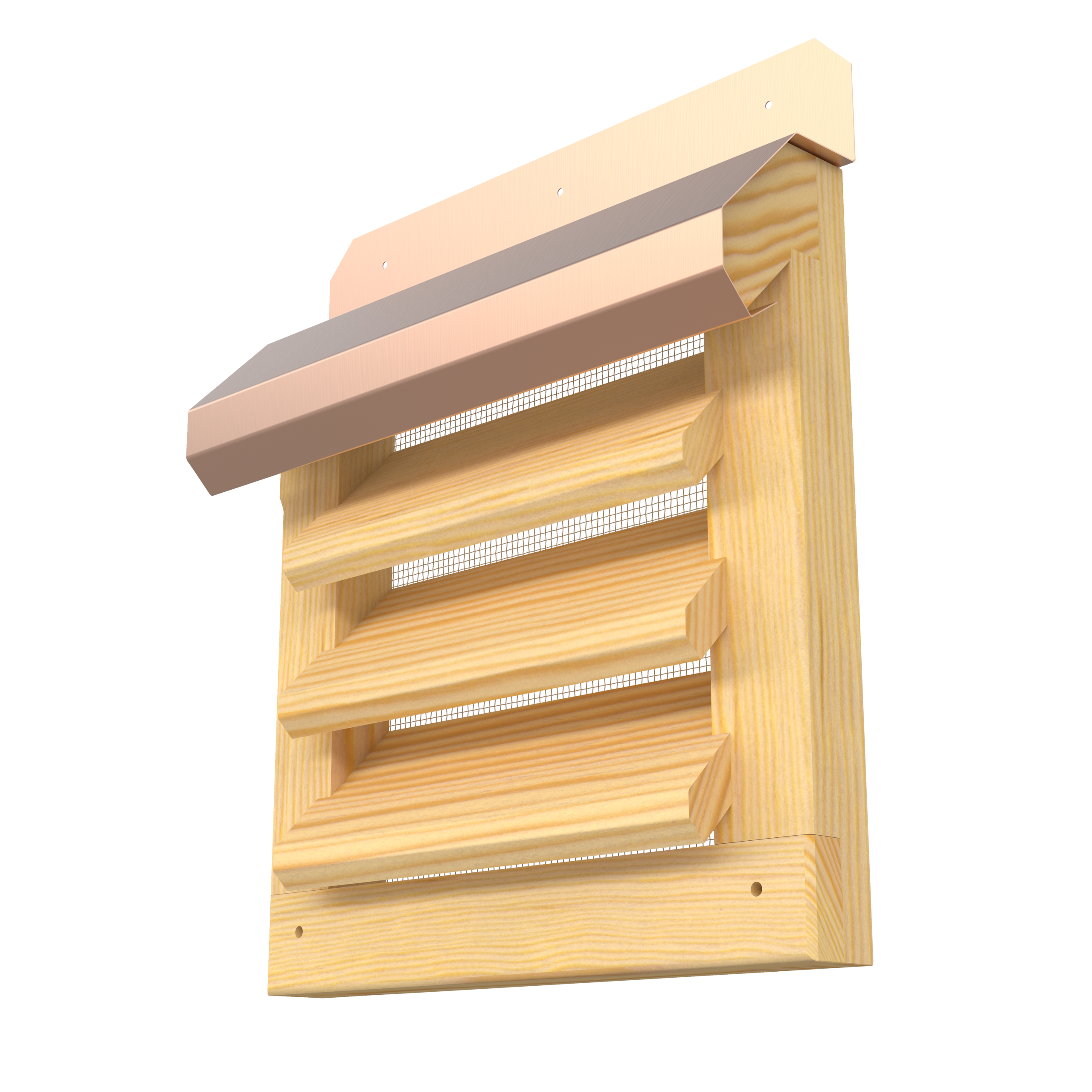 

                    Sjalusirist i tre 6×6 uten karm med overliggende dryppnese for luftinntak eller avtrekk