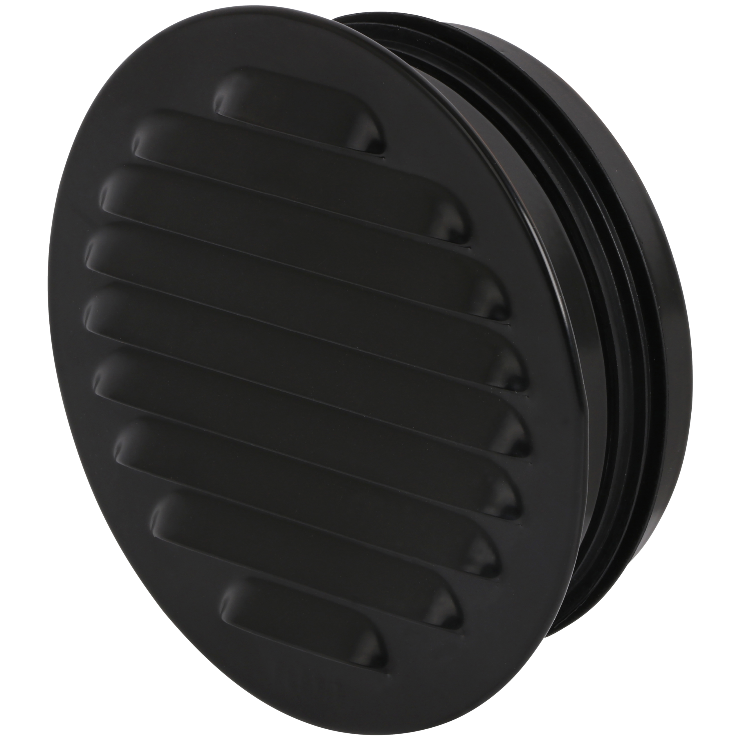 

                    Sort rund stålrist Ø125 med stuss og pakning for luftinntak eller avtrekk