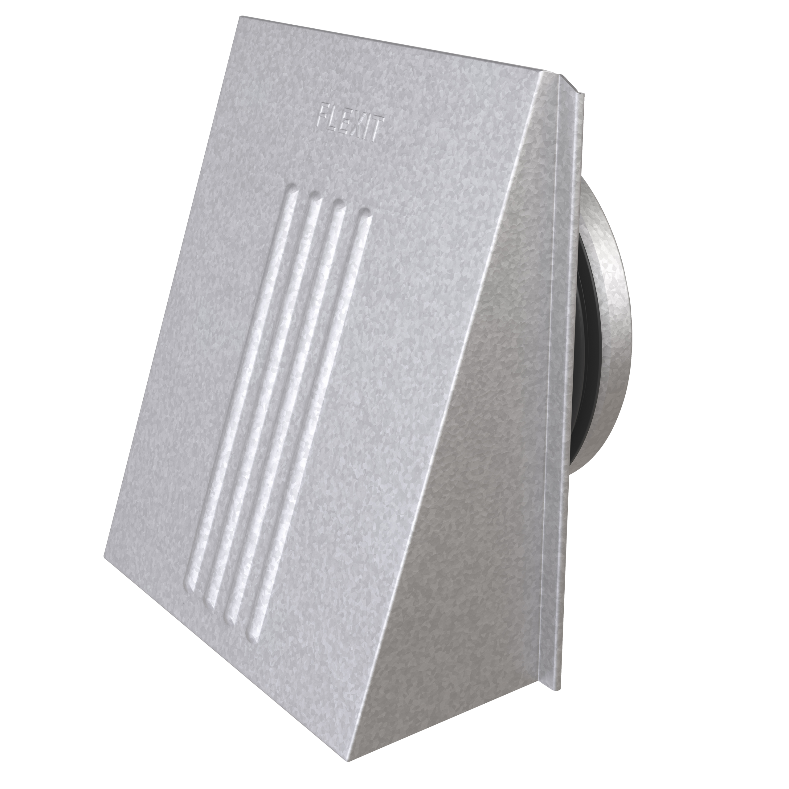 

                    Utvendig ventilkappe i metall med rund tilkobling for ventilasjon