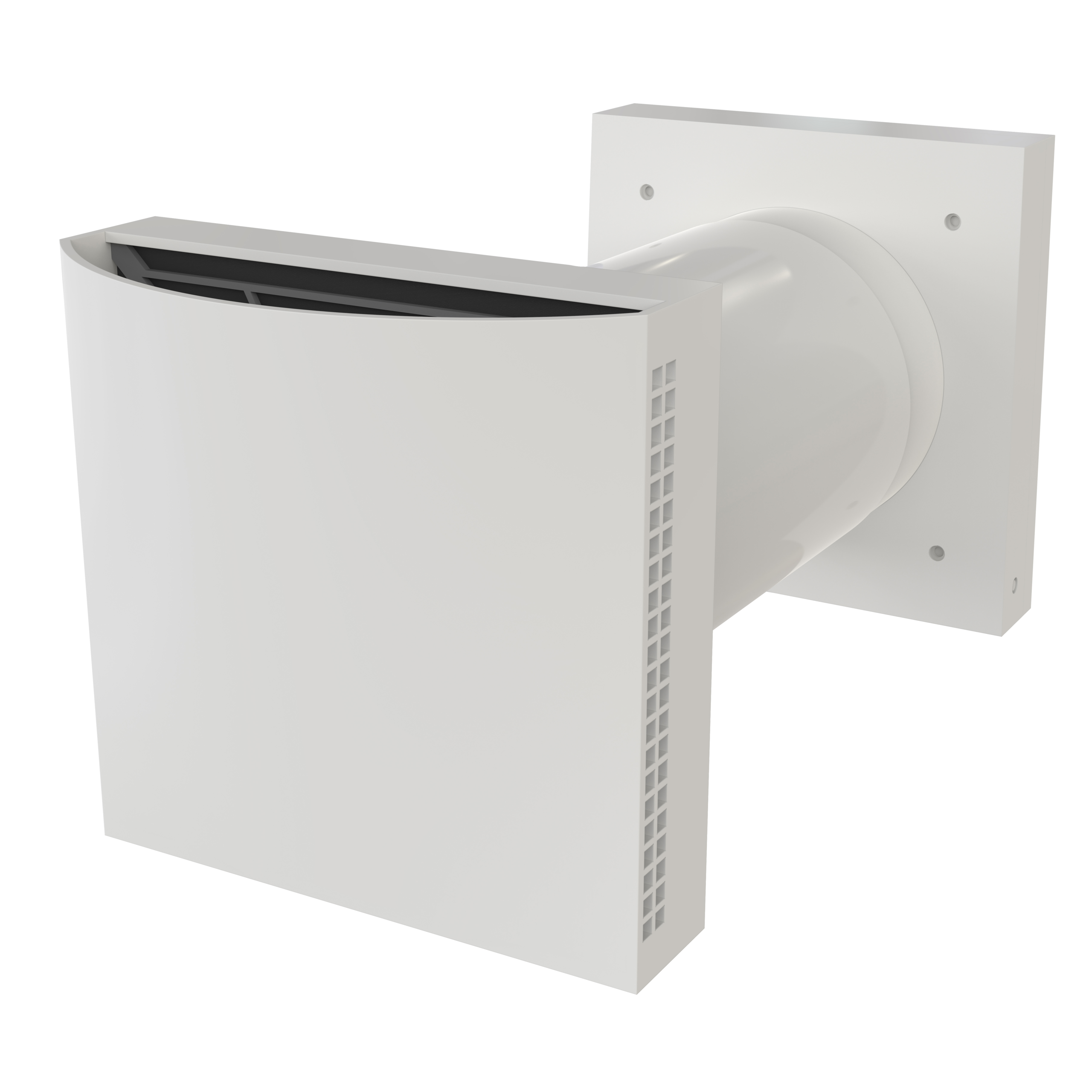 

                    Friskluftsventil Aero hvit med utvendig kappe og kanaltilkobling for vegg