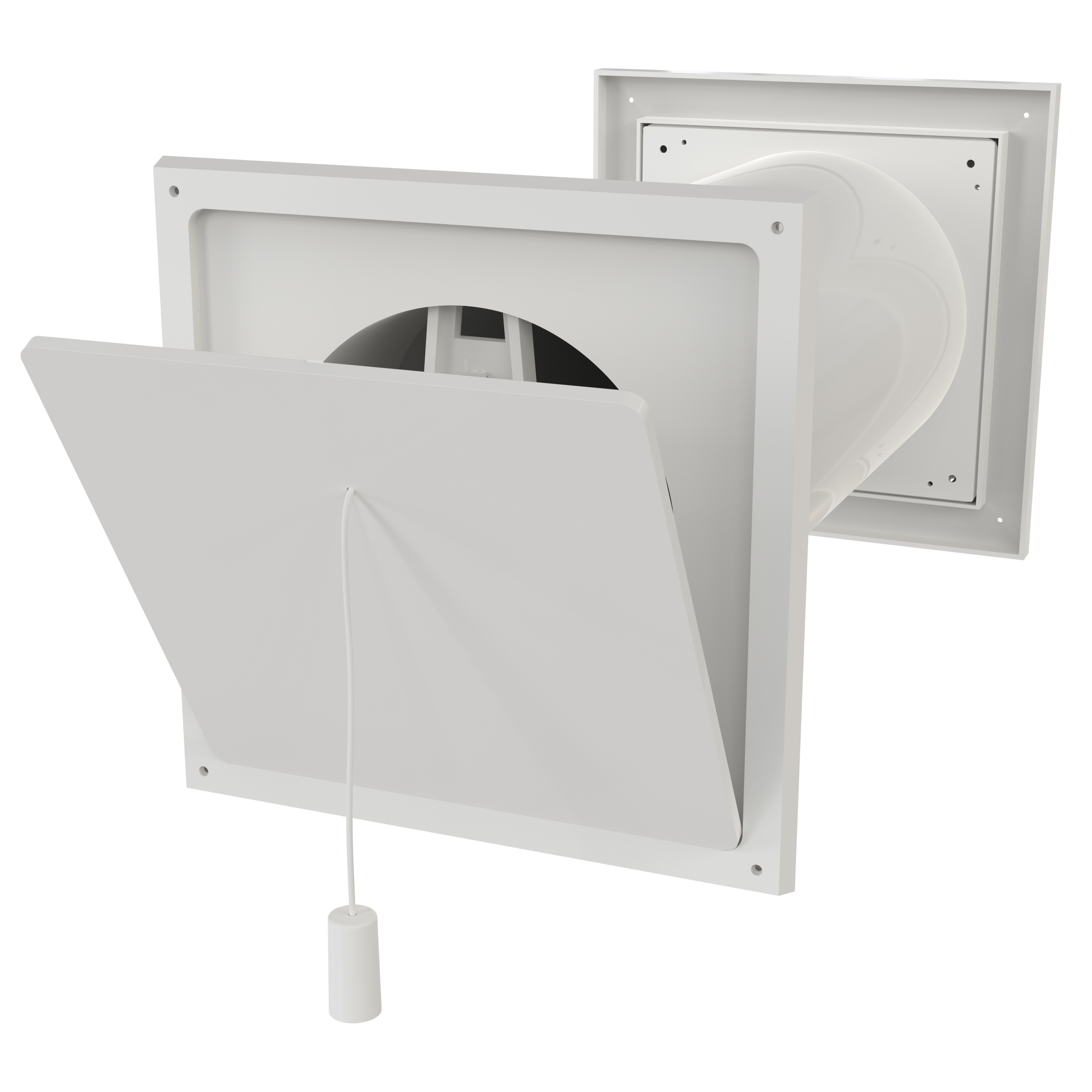 

                    Friskluftsventil 125K i hvit utførelse med innvendig ventil og snortrekk