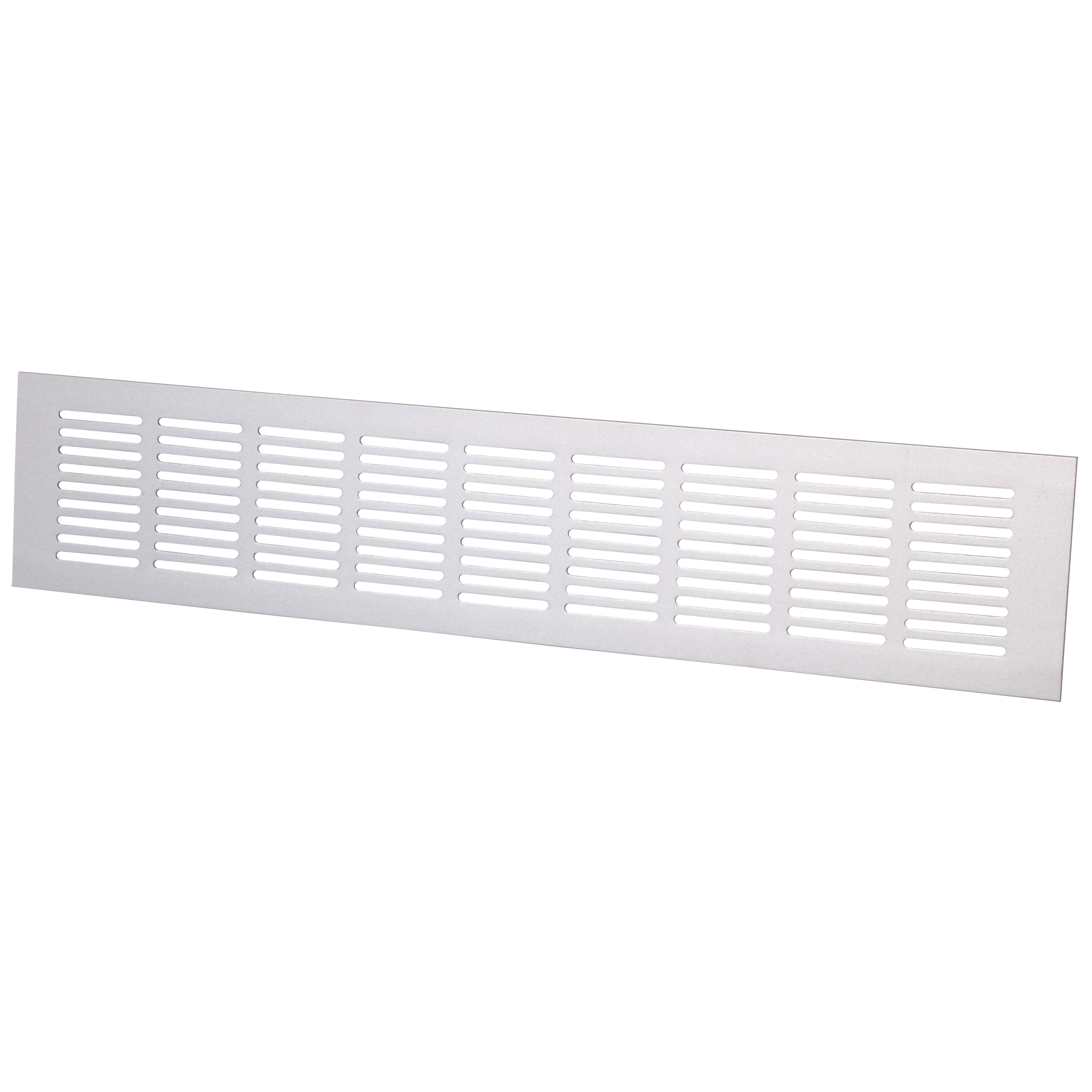 

                    Overflow grille 400×80 mm in matt aluminium with horizontal slots
