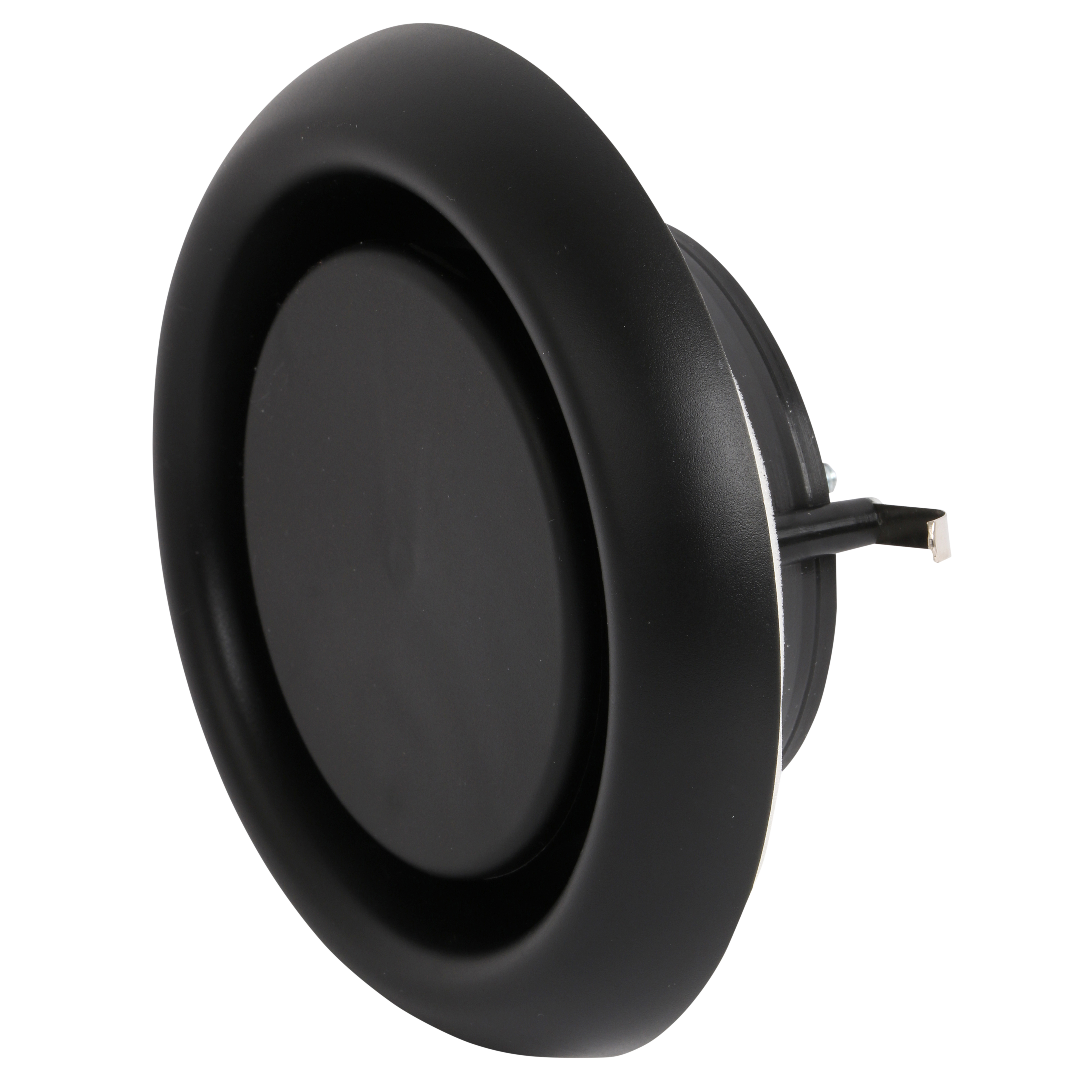 

                    Avtrekksventil Ø100/125 mm i sort plast med rund front og integrert festemekanisme