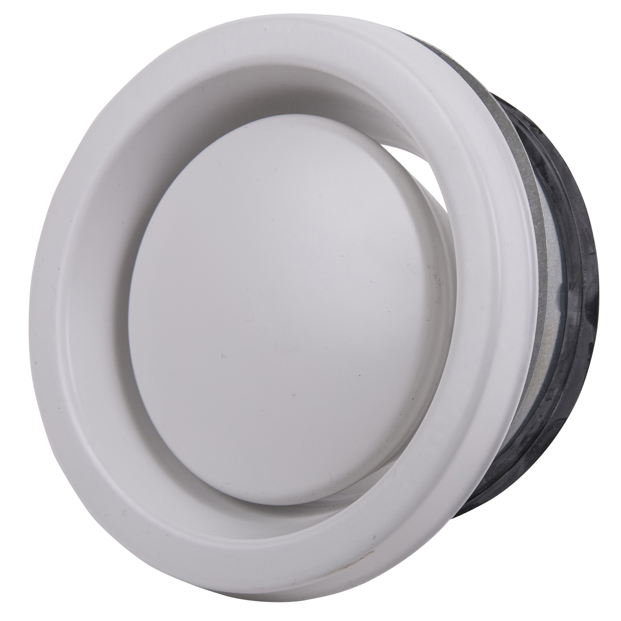 

                    Hvit avtrekksventil i stål Ø125 sett forfra