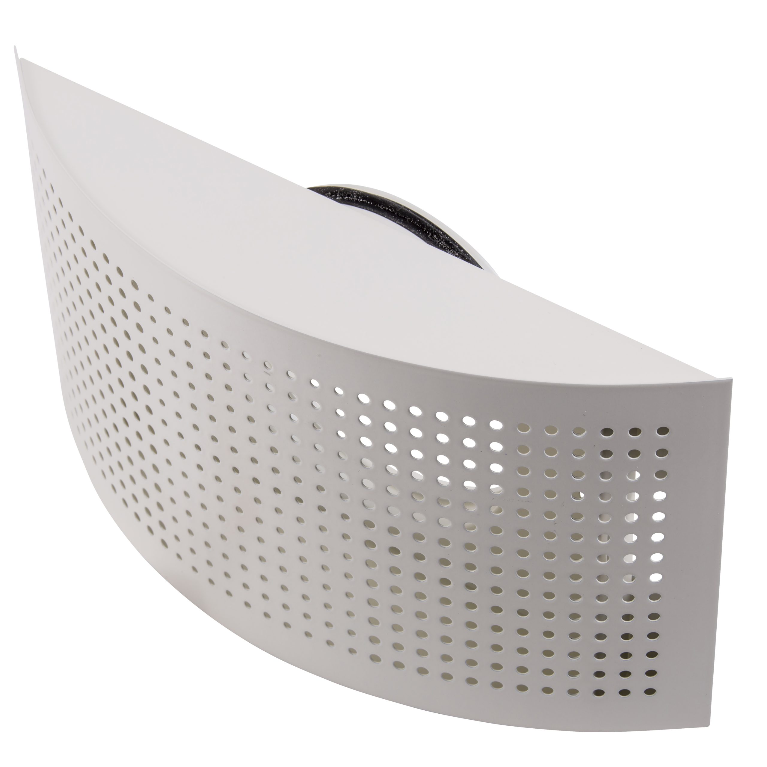 

                    Hvit buet tilluftsventil OPTW-V2 100 med perforert front sett i skrå vinkel