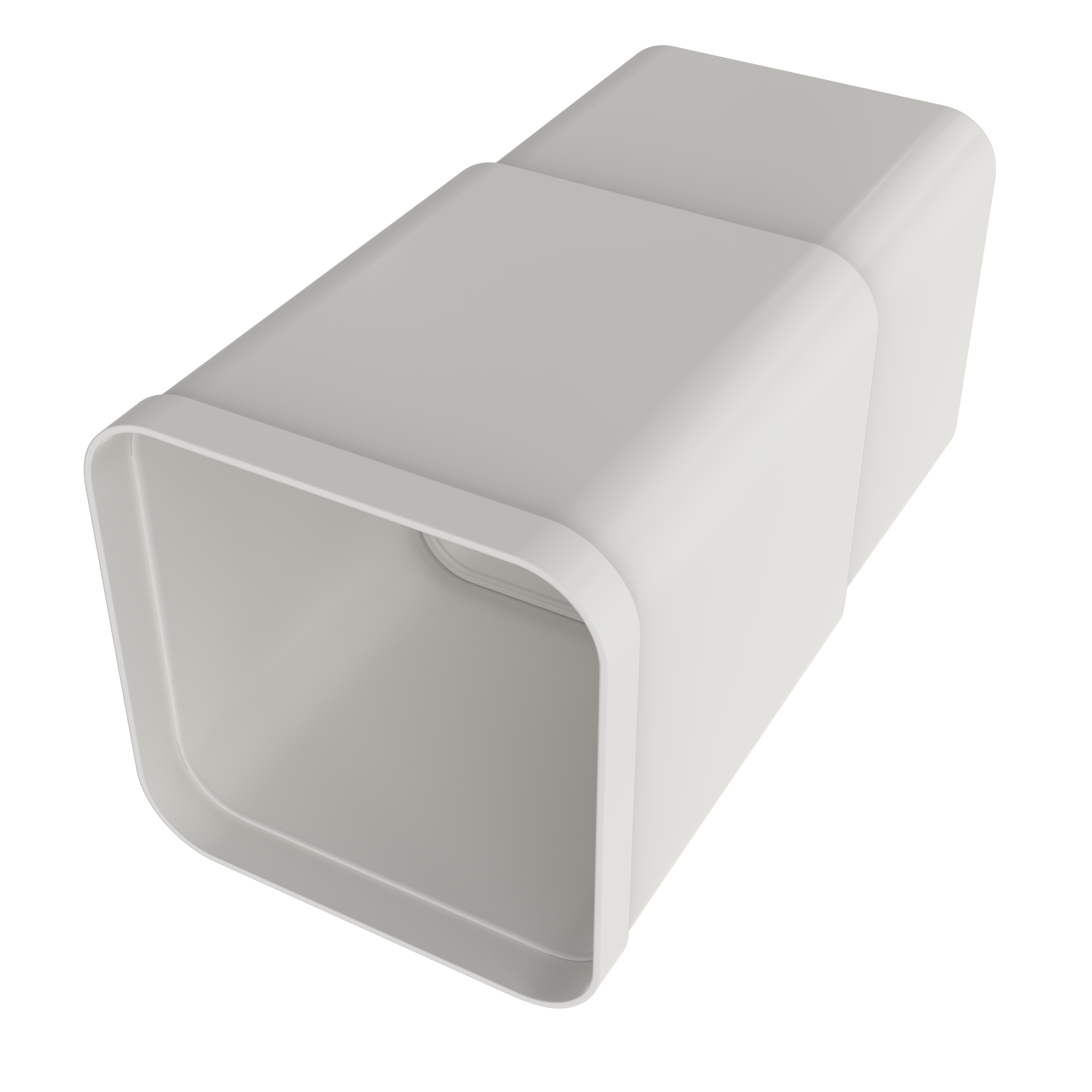 

                    White plastic 100x100 telescopic duct shown at an angle