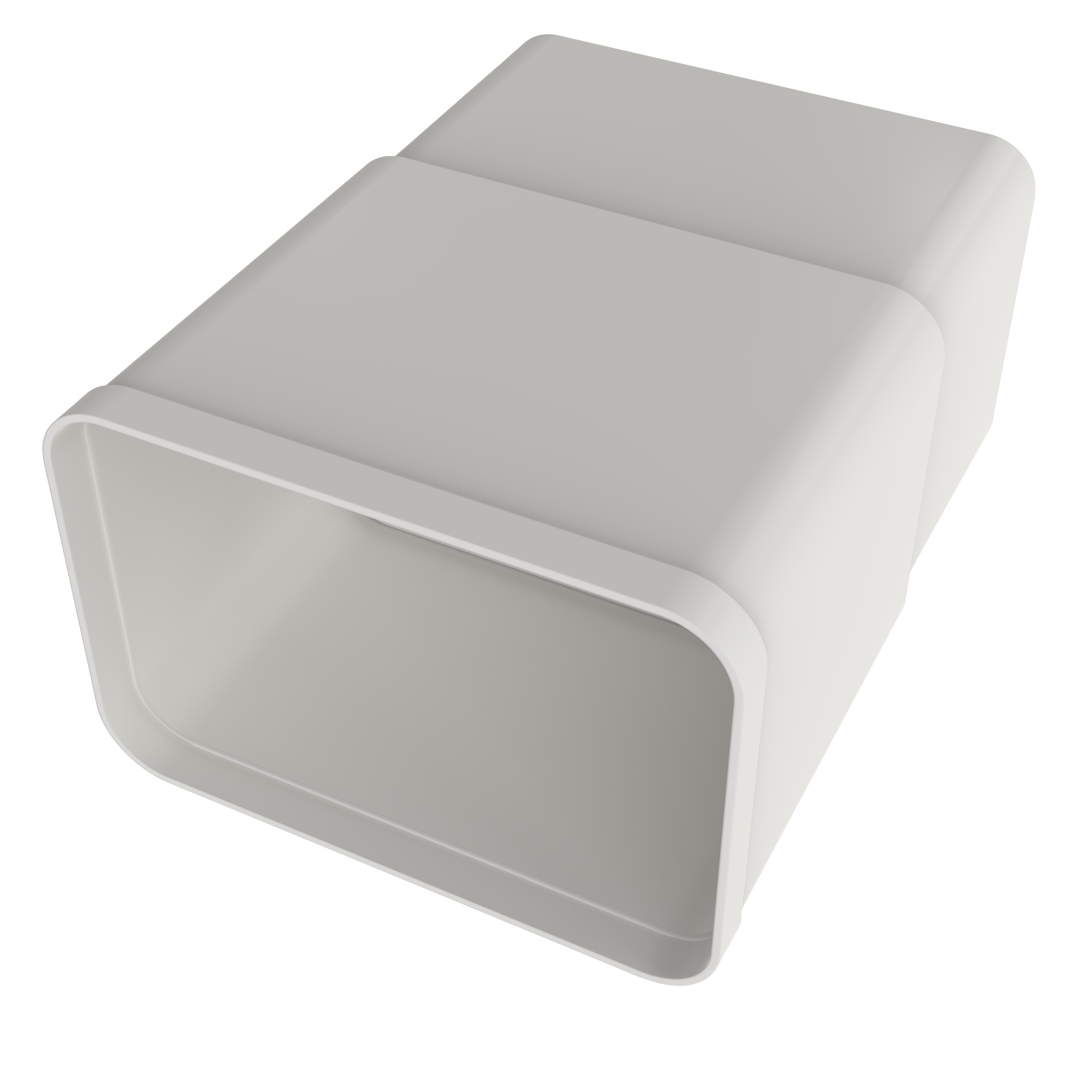 

                    White plastic 100x150 telescopic duct shown at an angle