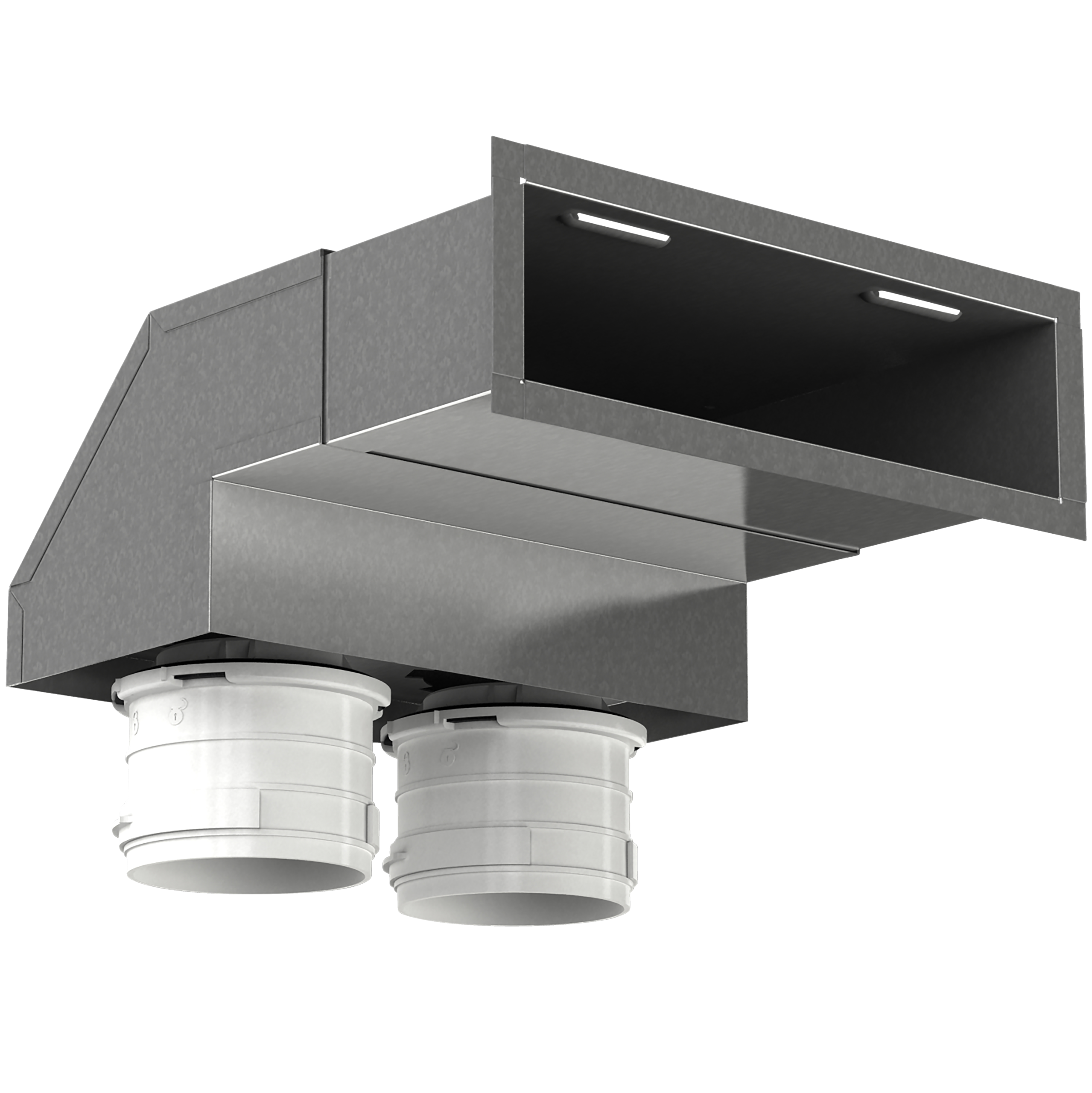 

                    Vertikalt ventilfeste i stål med to Ø75 anslutninger