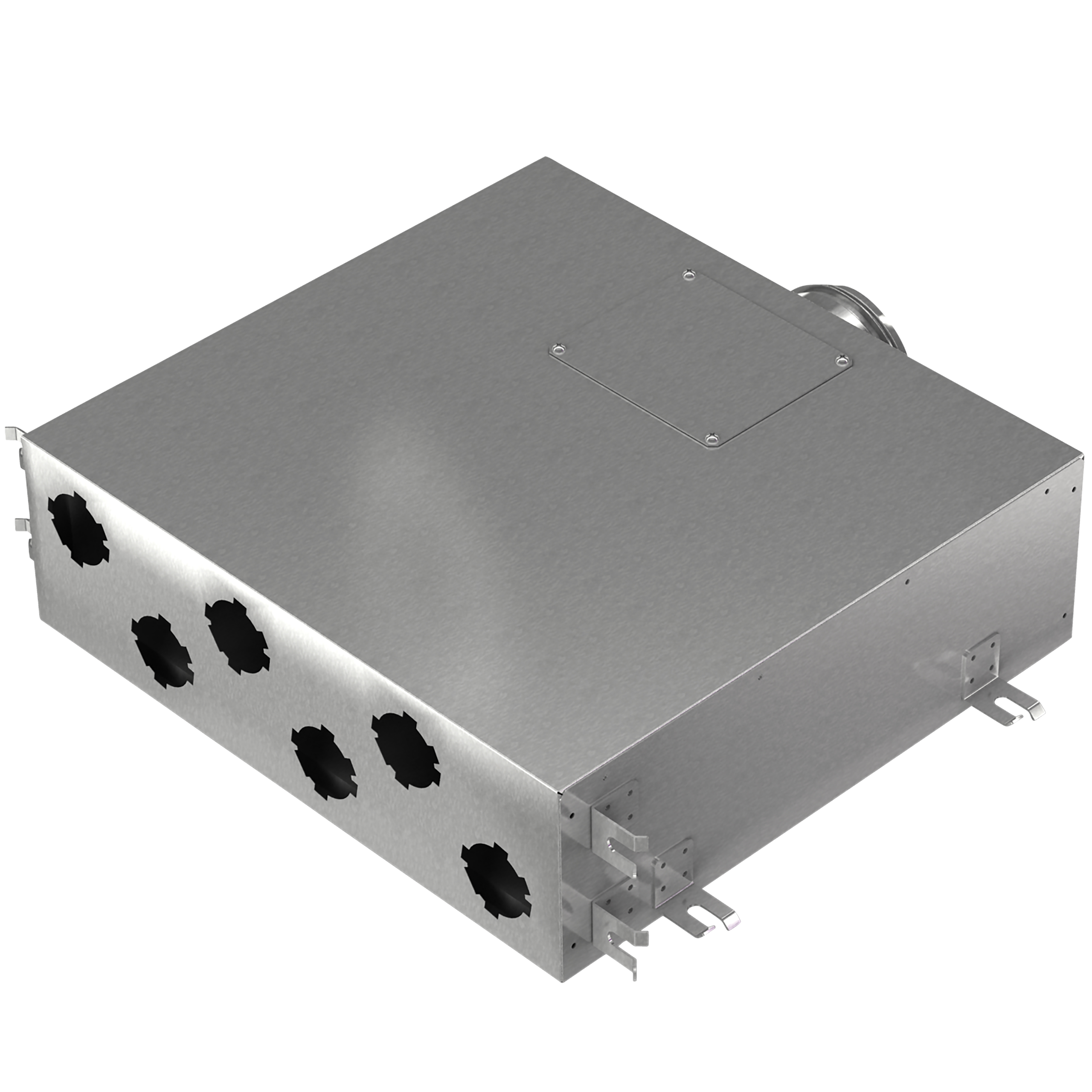 

                    Steel distribution box with six Ø75 connections