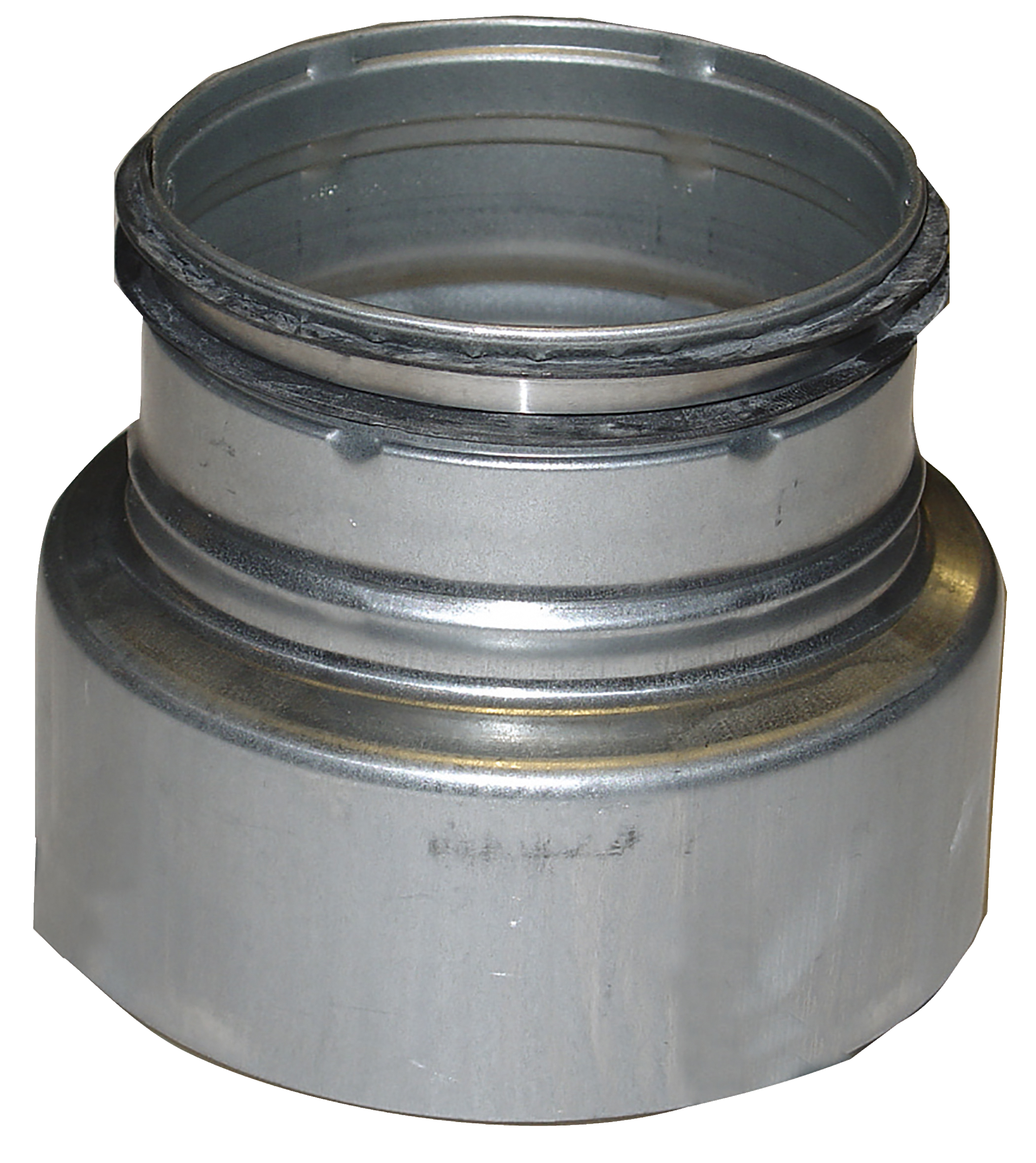 

                    Steel duct reducer with sleeve and nipple for transitioning duct diameters