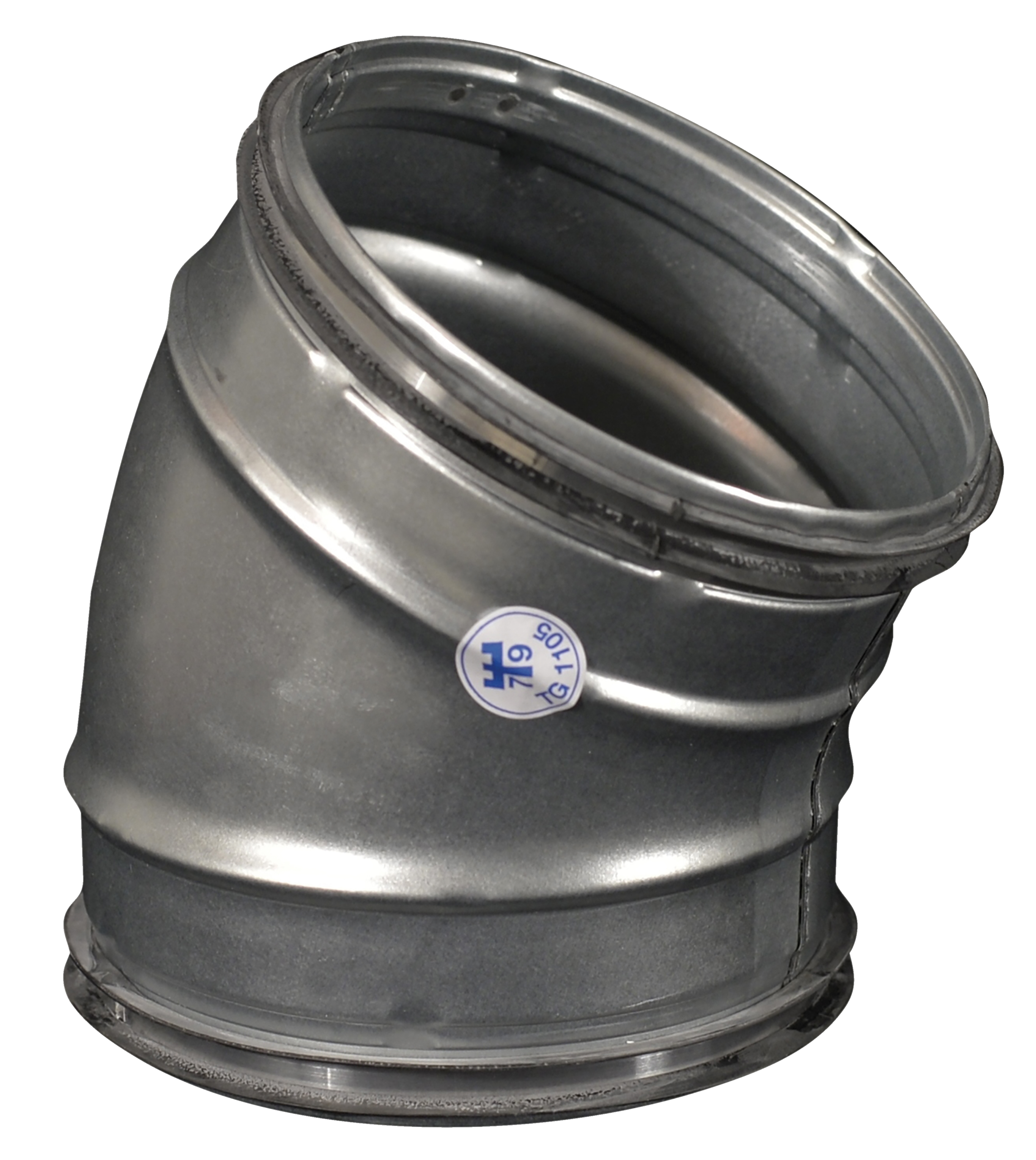 

                    30 degree duct bend in galvanized steel with integrated gaskets