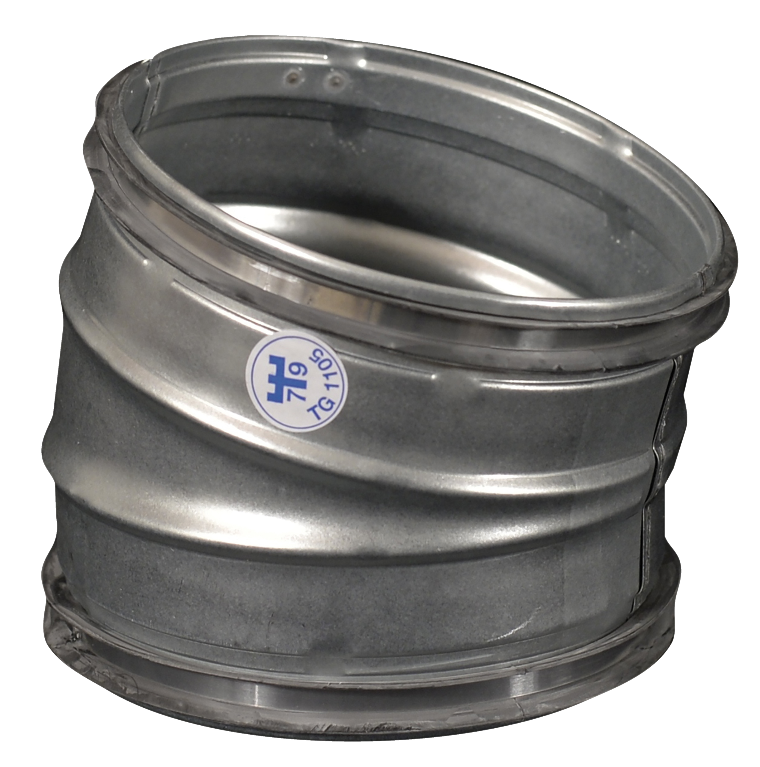 

                    15 degree duct bend in galvanized steel with integrated gaskets