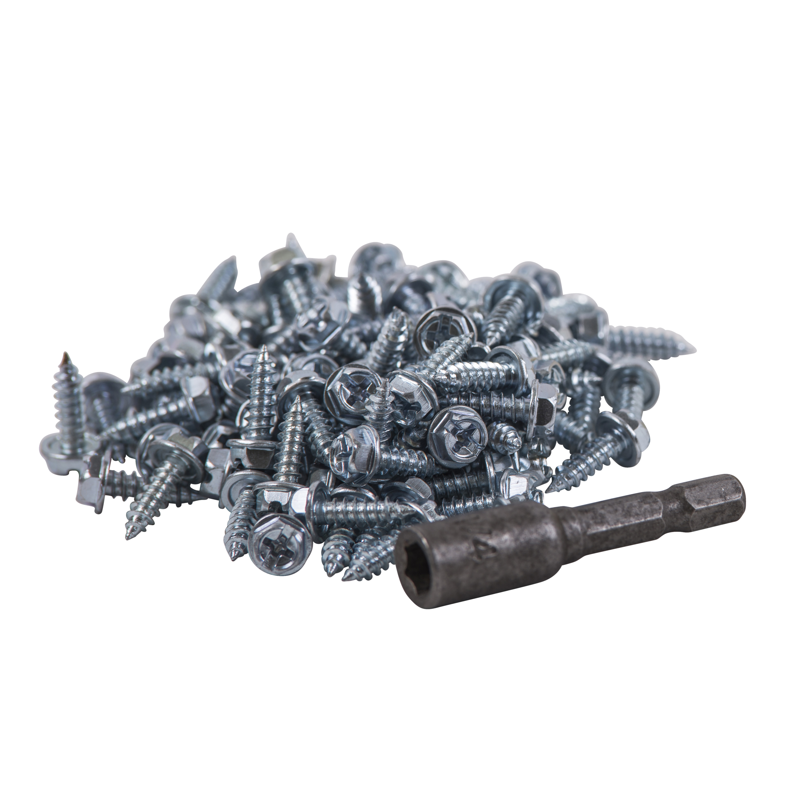 

                    Screw set with self-drilling steel screws and magnetic bit for installation of ventilation ducts