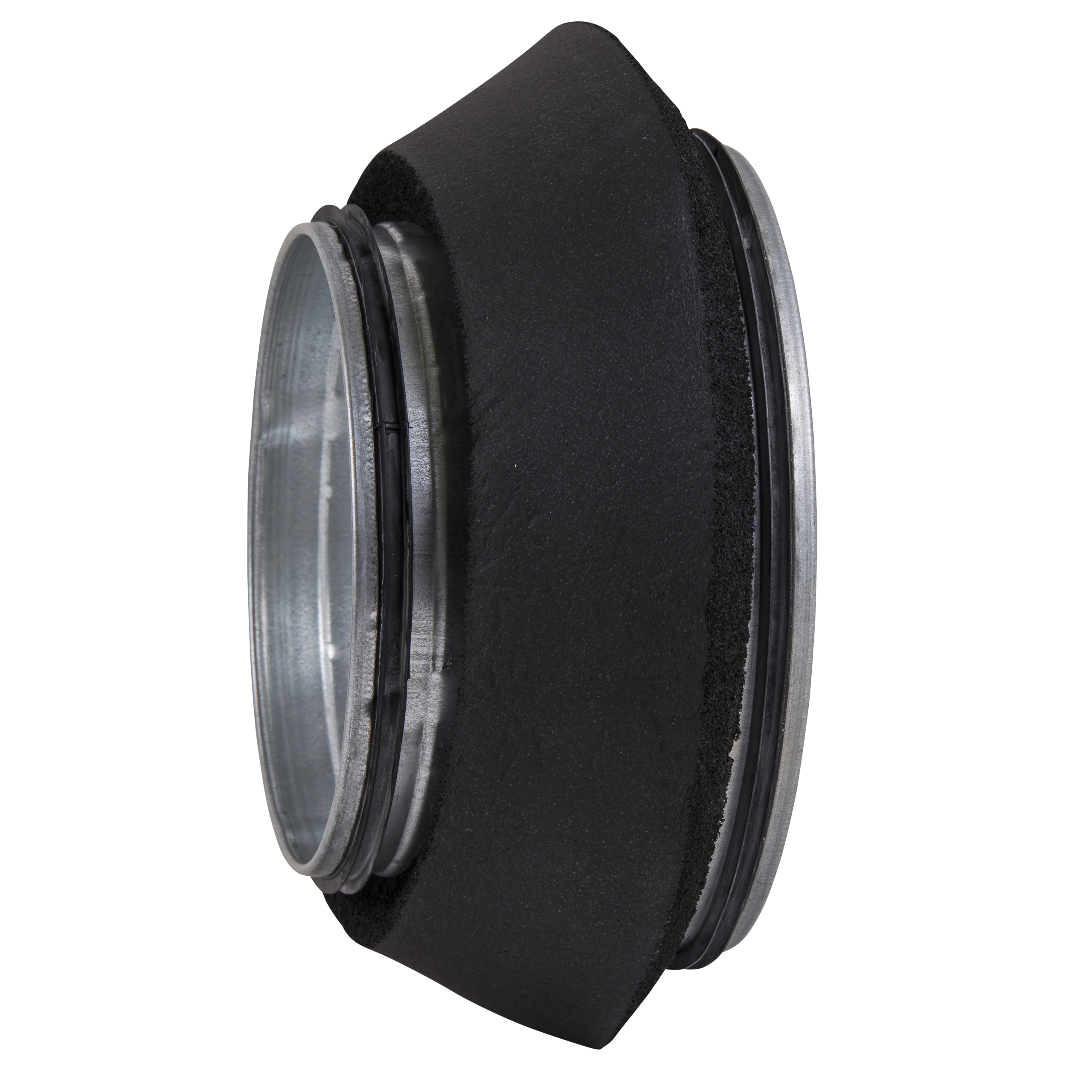 

                    Insulated male connector reducer in galvanized steel with seals for joining insulated steel ducts Ø200–Ø160