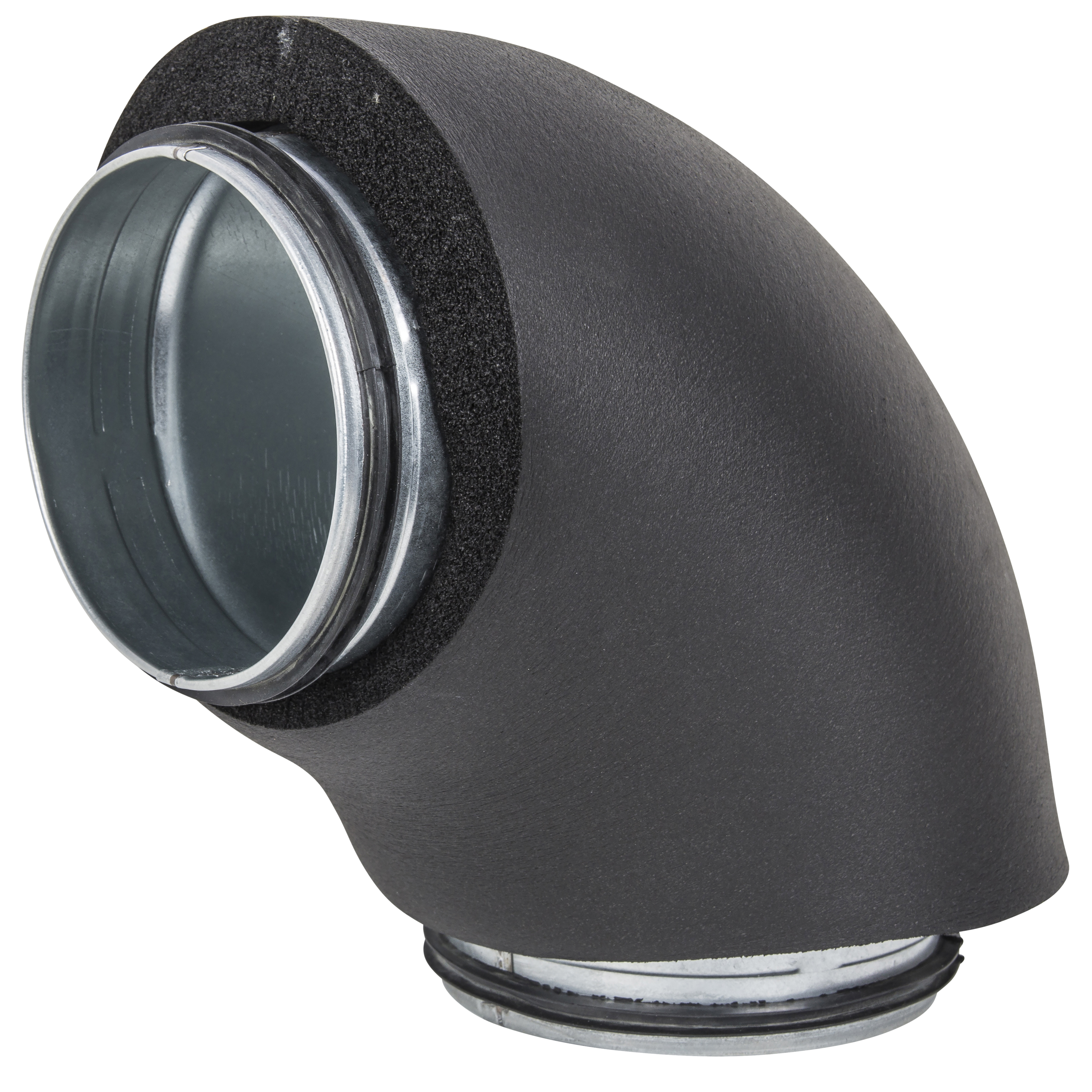 

                    Insulated 90 degree bend with male connectors in galvanized steel for insulated steel ducts