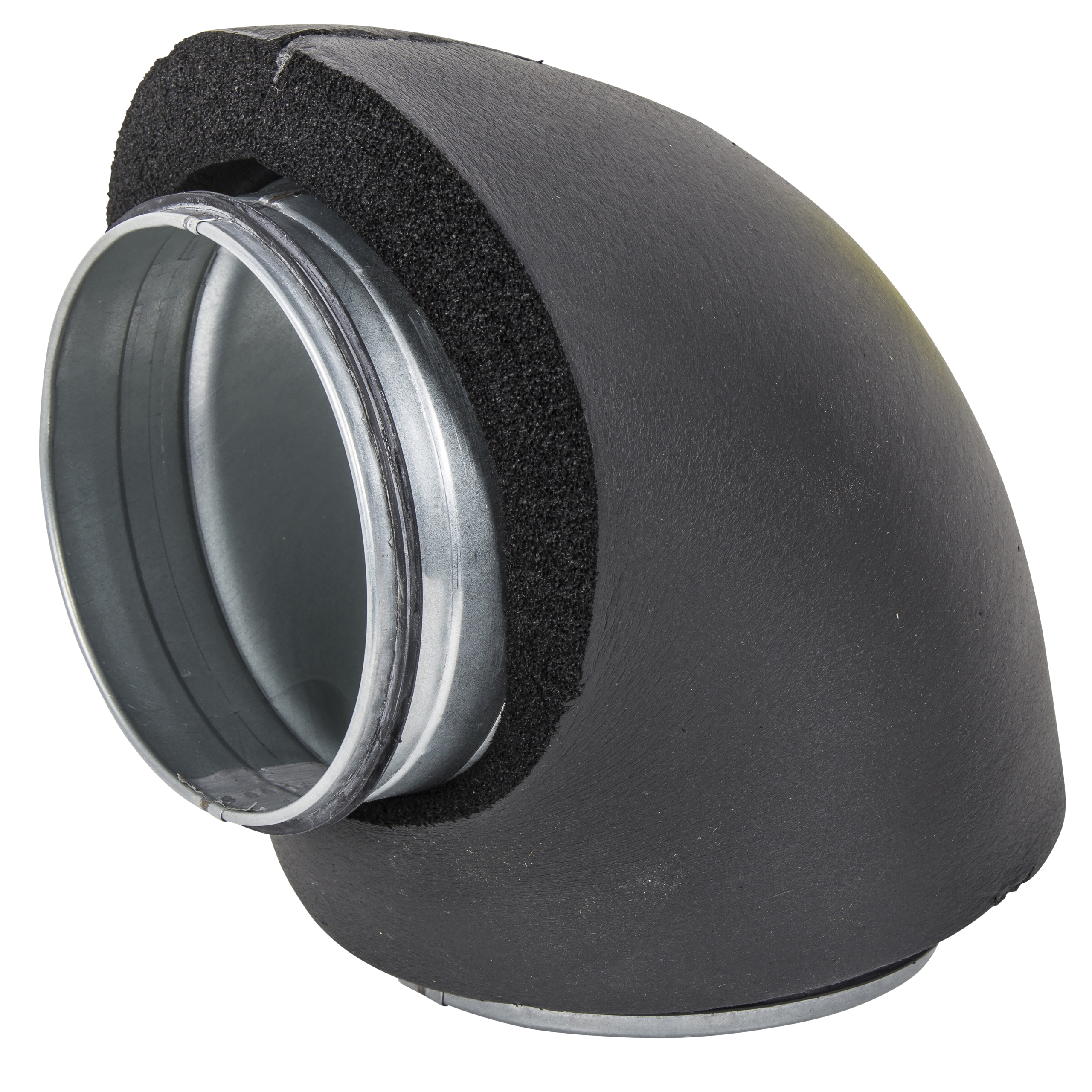 

                    Insulated 90 degree short bend with male connectors in galvanized steel for insulated steel ducts