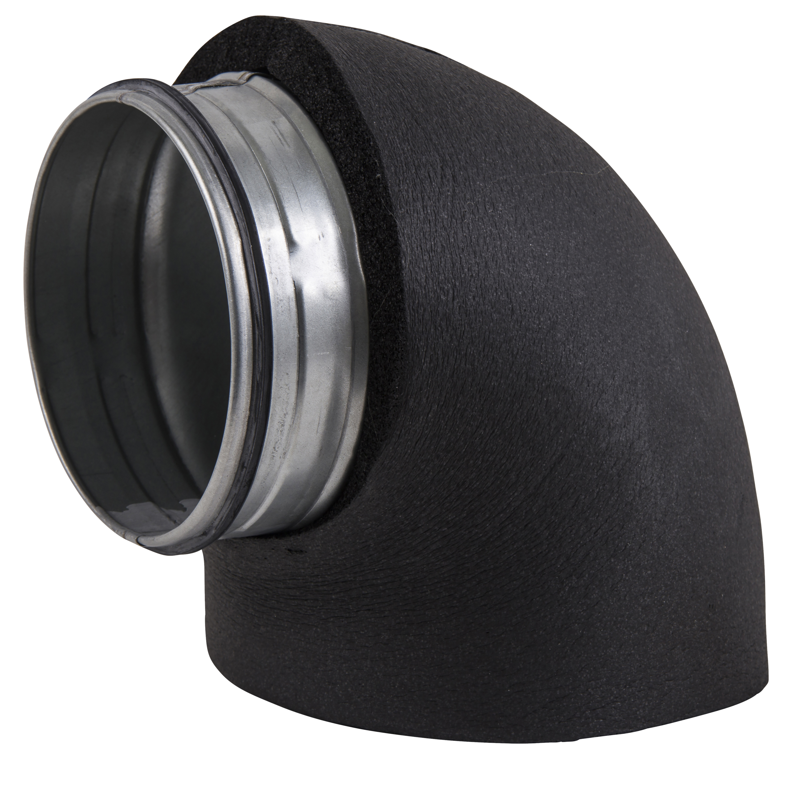 

                    Insulated 90 degree short bend with female to male connector in galvanized steel for insulated steel ducts