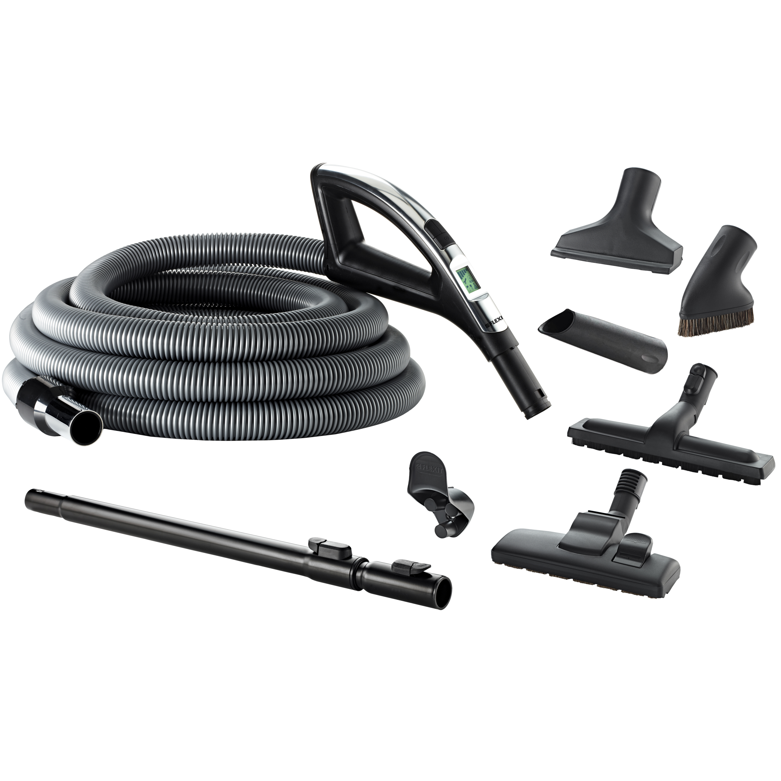

                    Slangesett Flexit med 12 m slange, LCD-håndtak og flere munnstykker