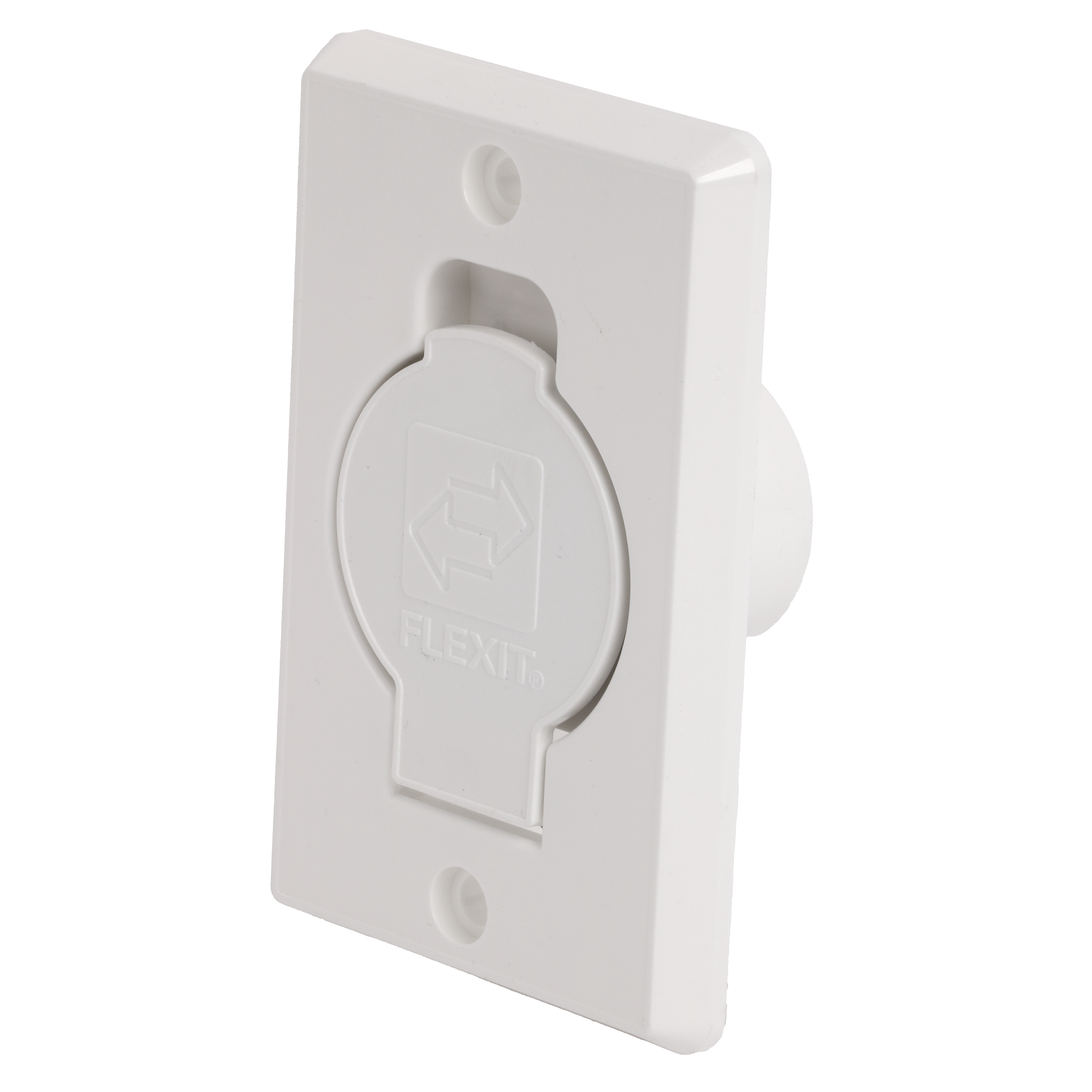 

                    White plastic inlet valve for central vacuum, wall-mounted design