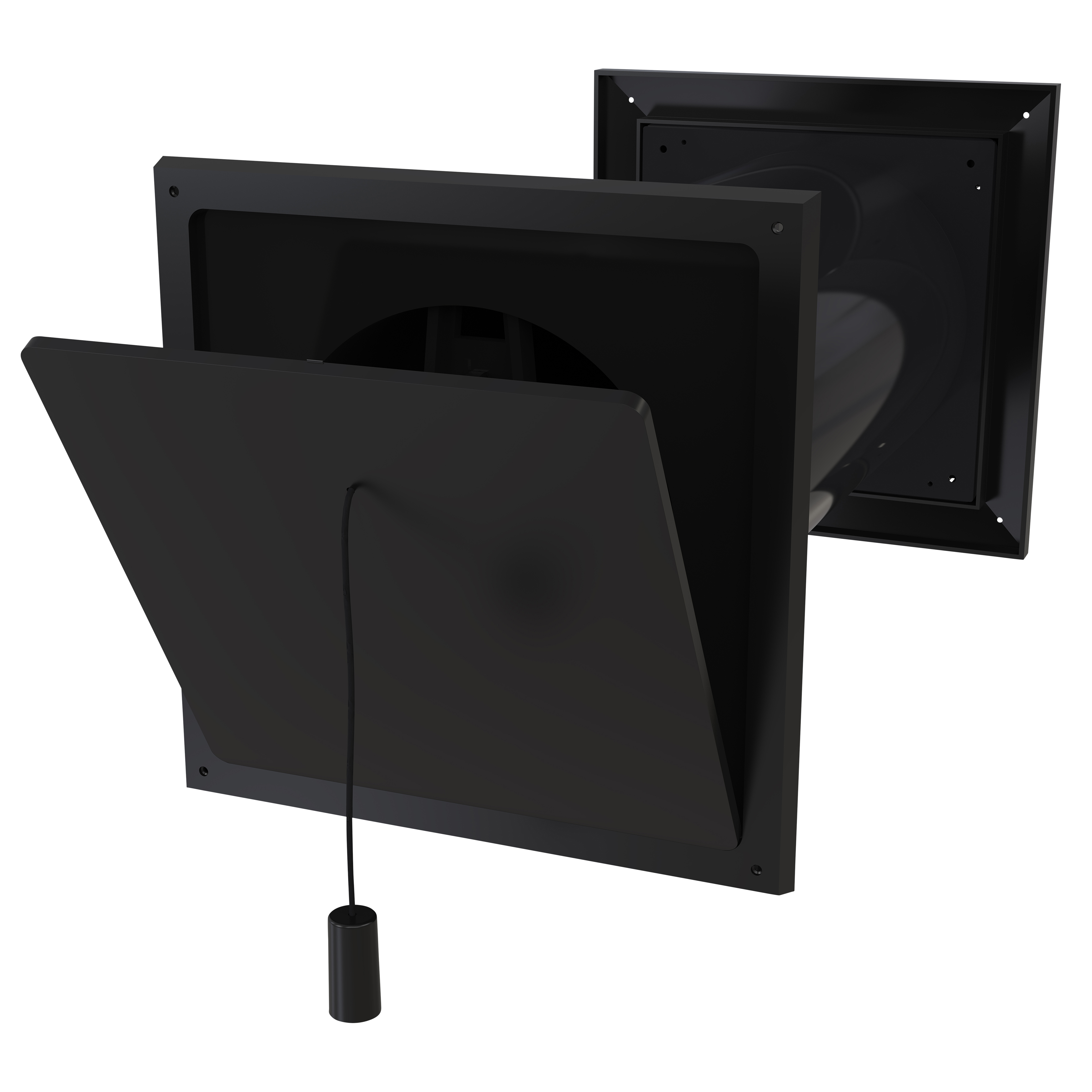 

                    Friskluftsventil 125K i sort utførelse med innvendig ventil og snortrekk