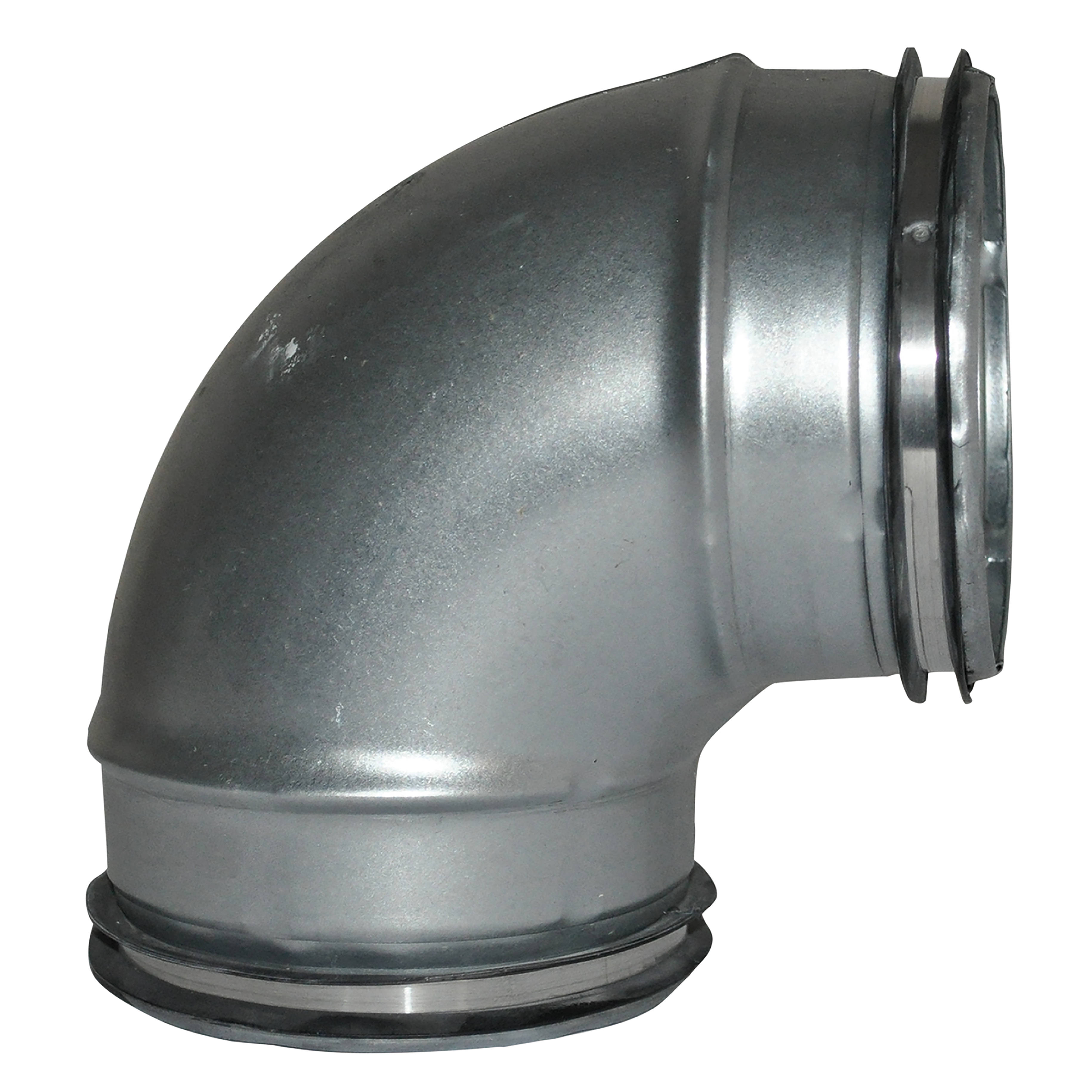 

                    Short 90 degree duct bend in galvanized steel with integrated gaskets